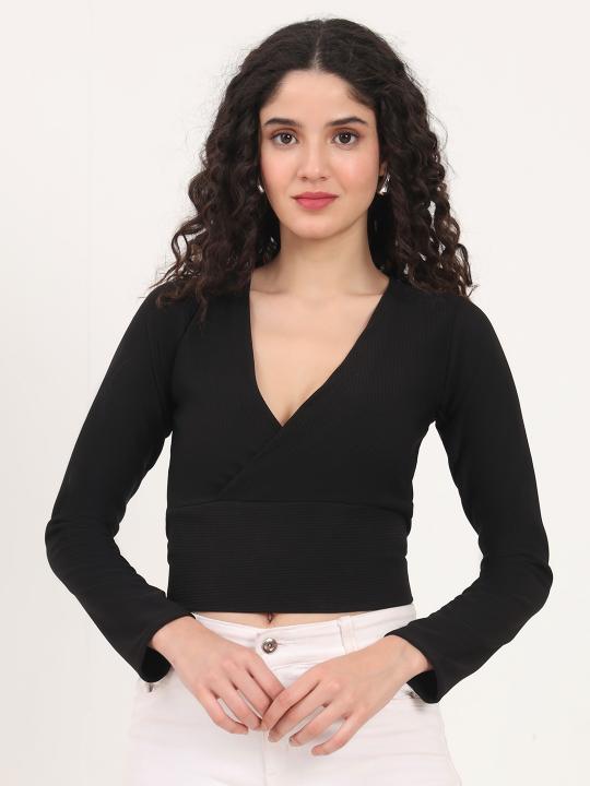 Black Knitted Women’s Crop Top
