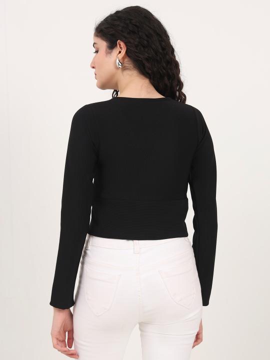 Black Knitted Women’s Crop Top — alternate view
