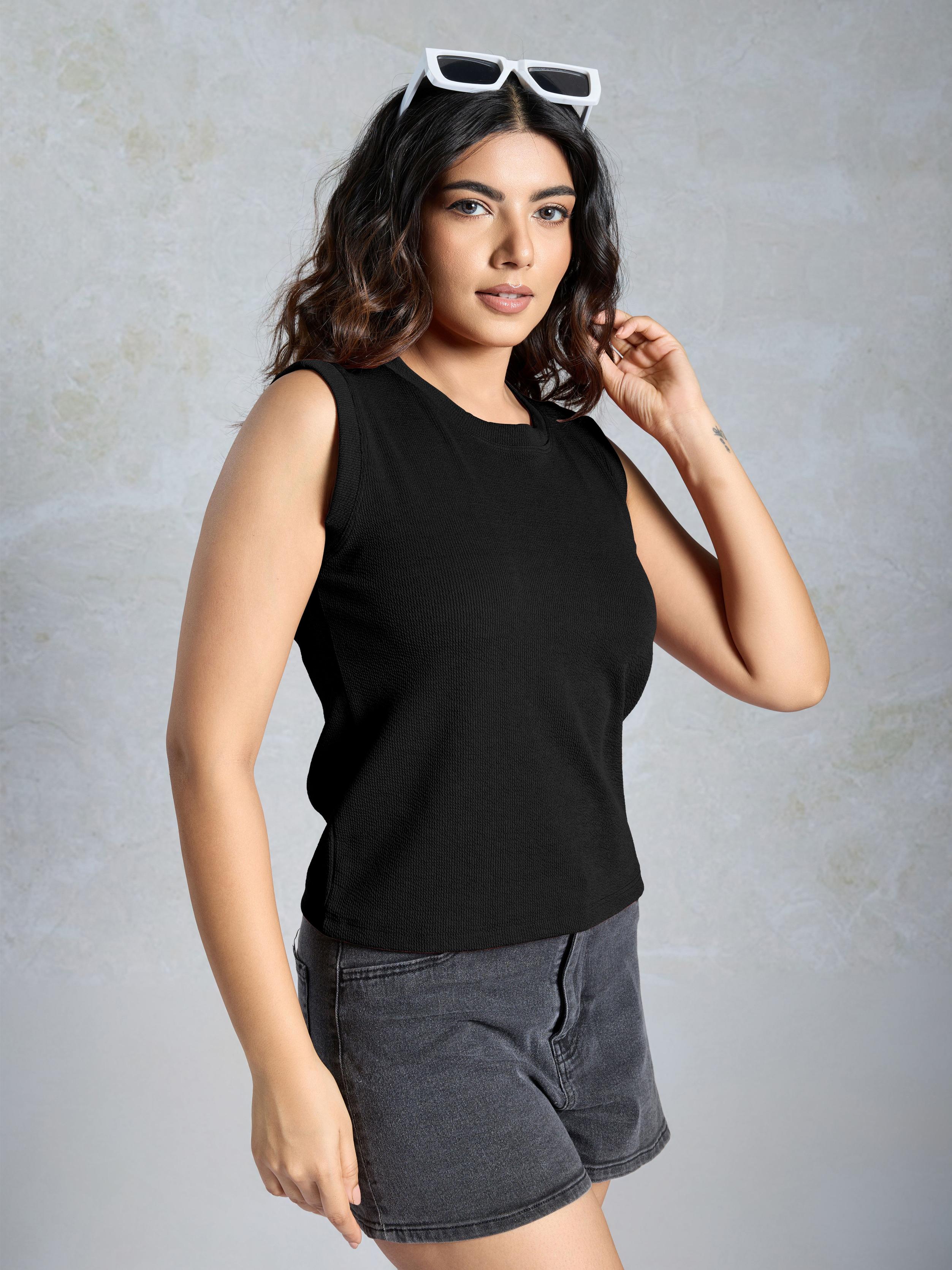 Black Knitted Women’s Tank Top