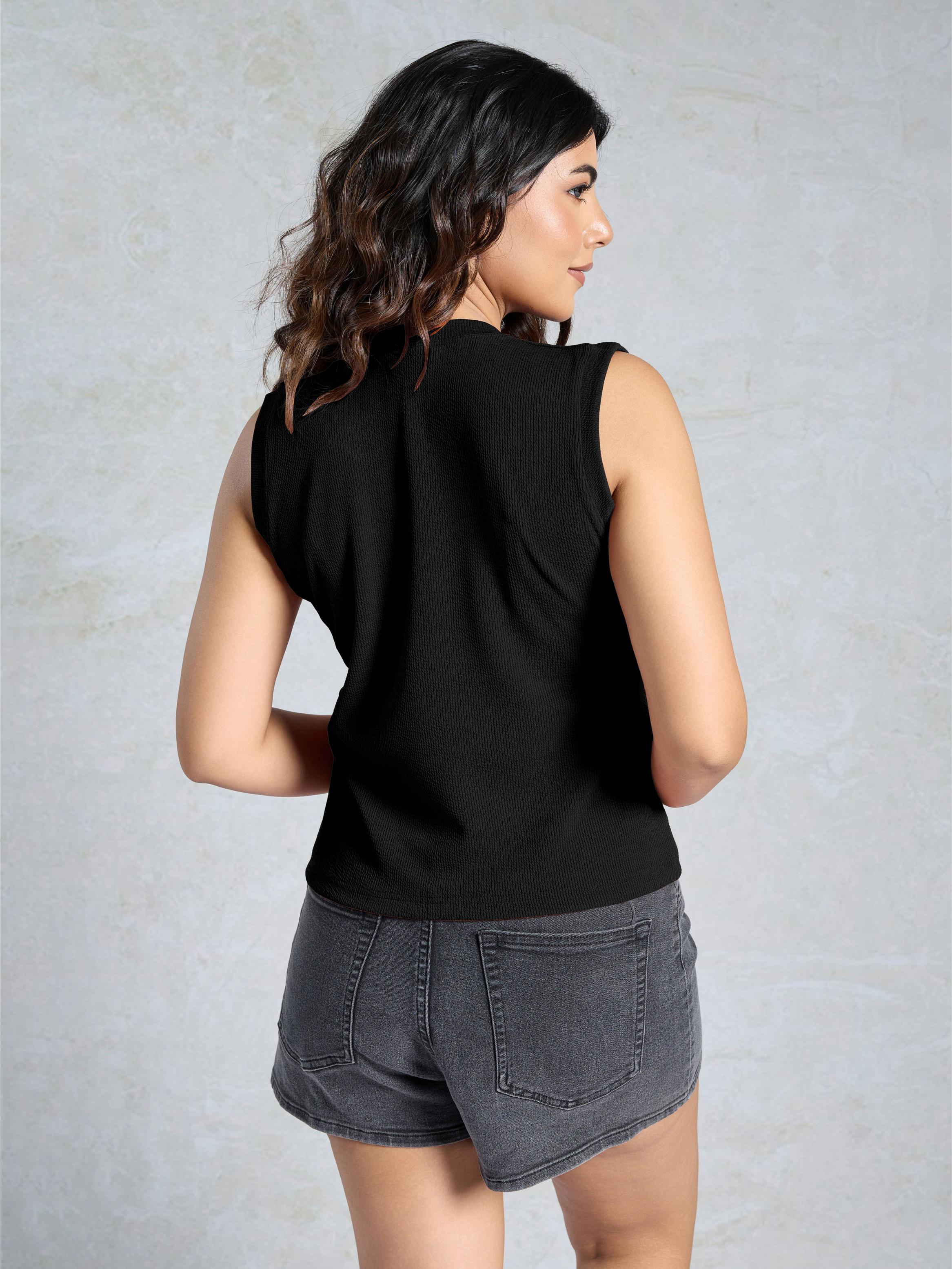 Black Knitted Women’s Tank Top — alternate view