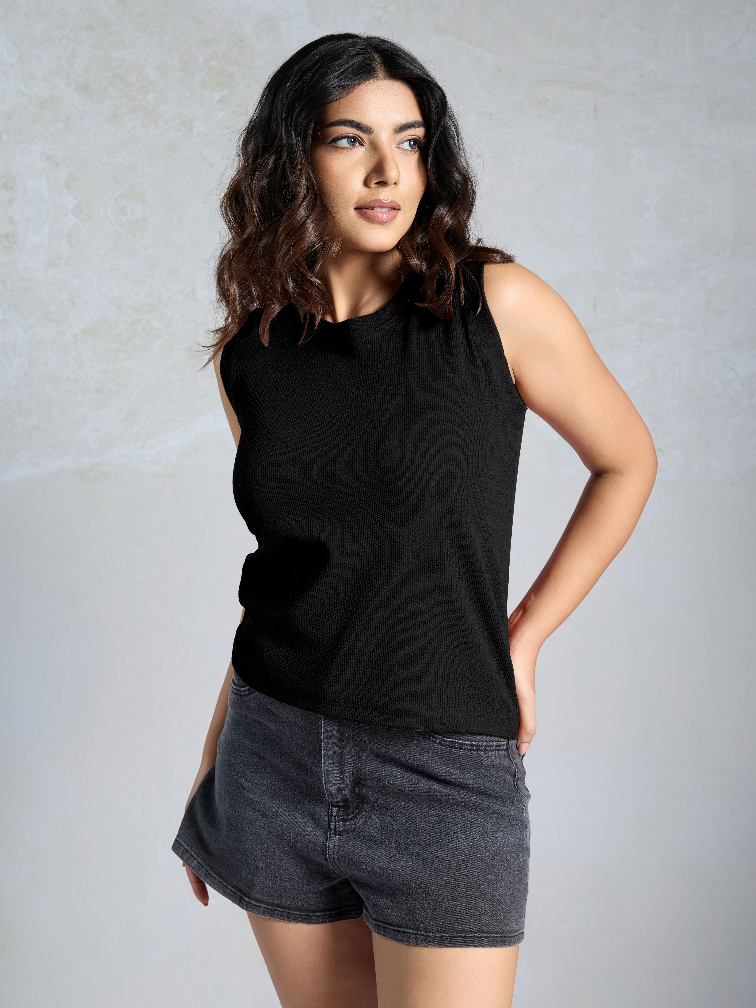 Black Knitted Women’s Tank Top