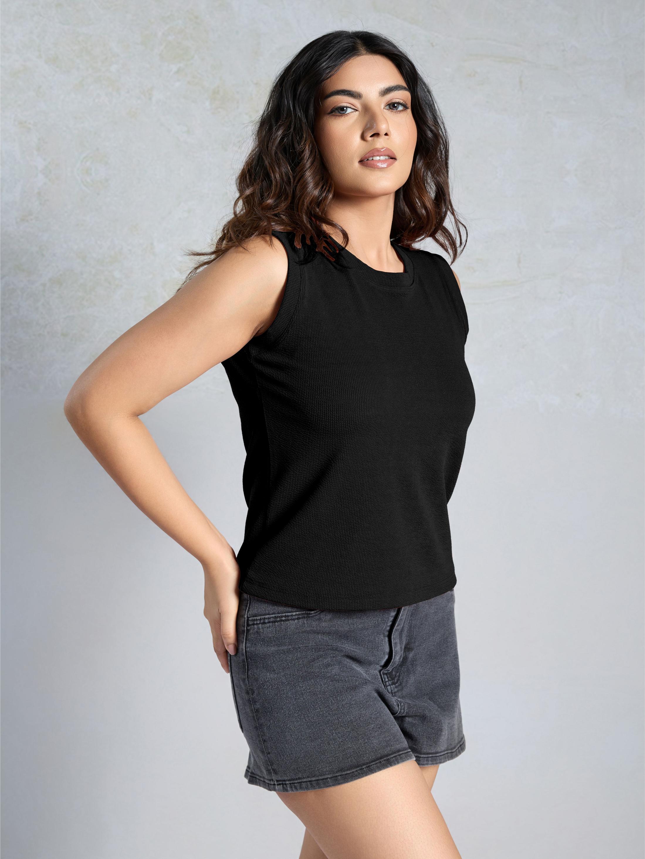 Black Knitted Women’s Tank Top