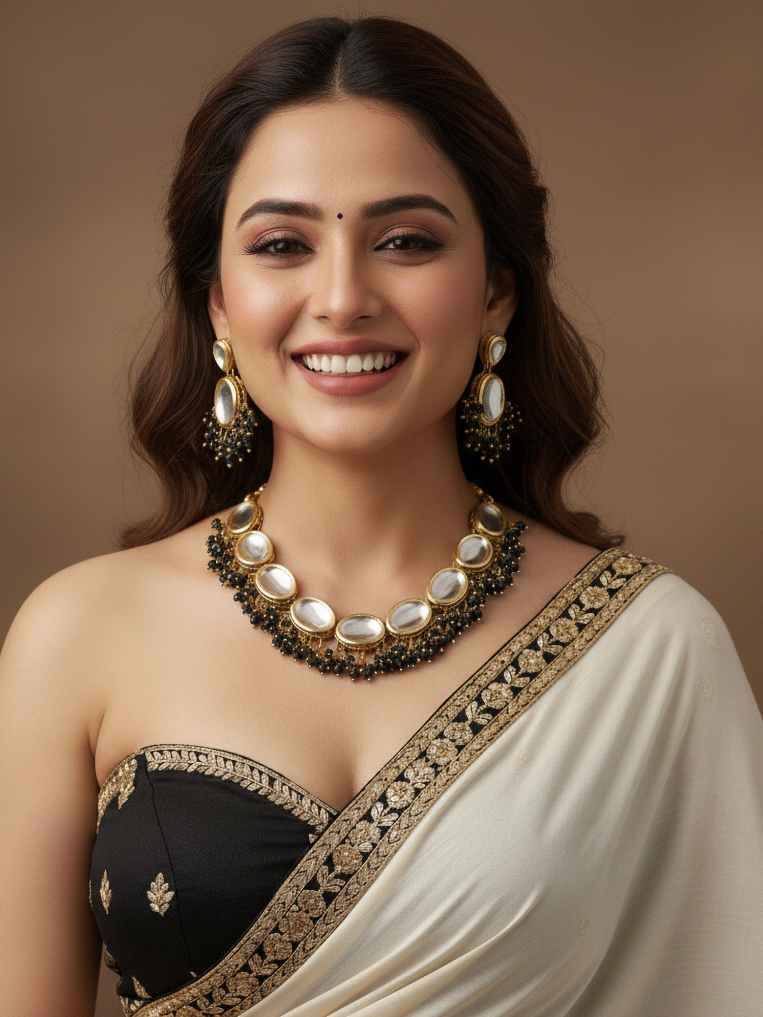 Black Kundan Beaded Necklace Set