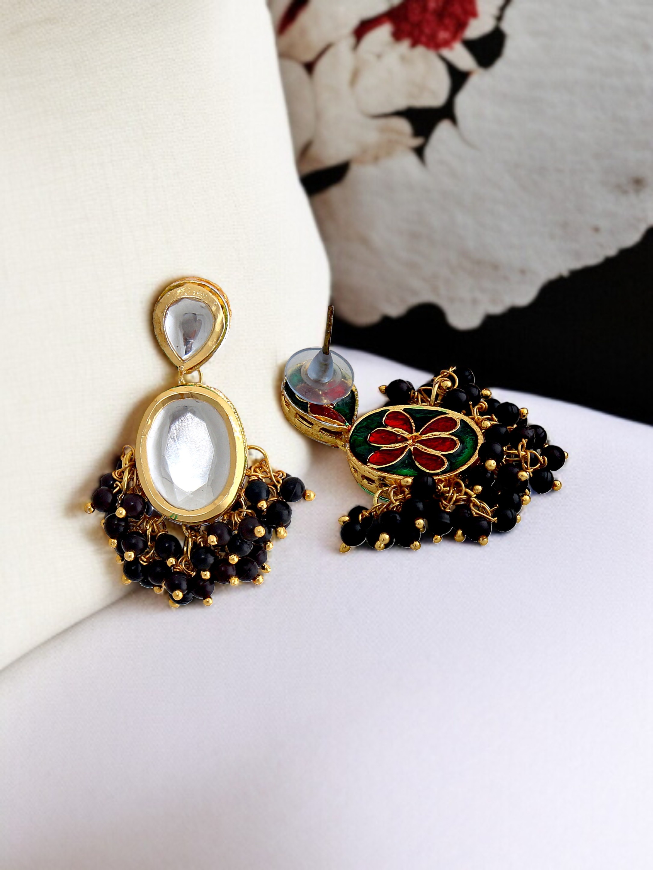Black Kundan Beaded Necklace Set
