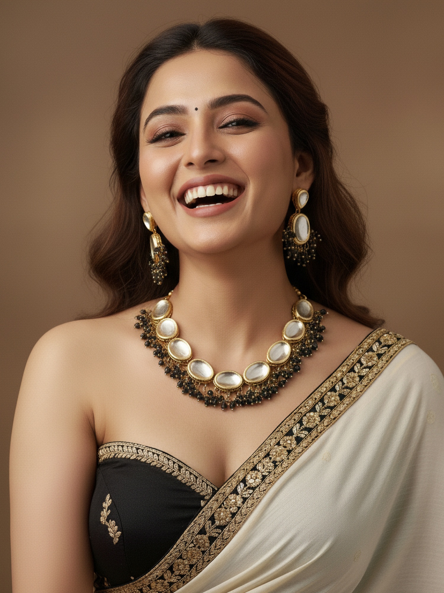 Black Kundan Beaded Necklace Set