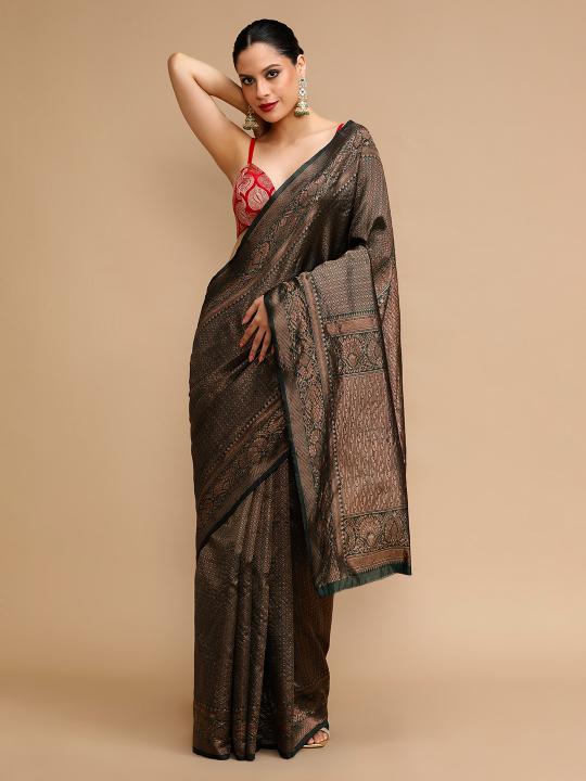 Black Lichi Silk Saree