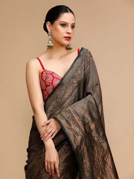 Black Lichi Silk Saree