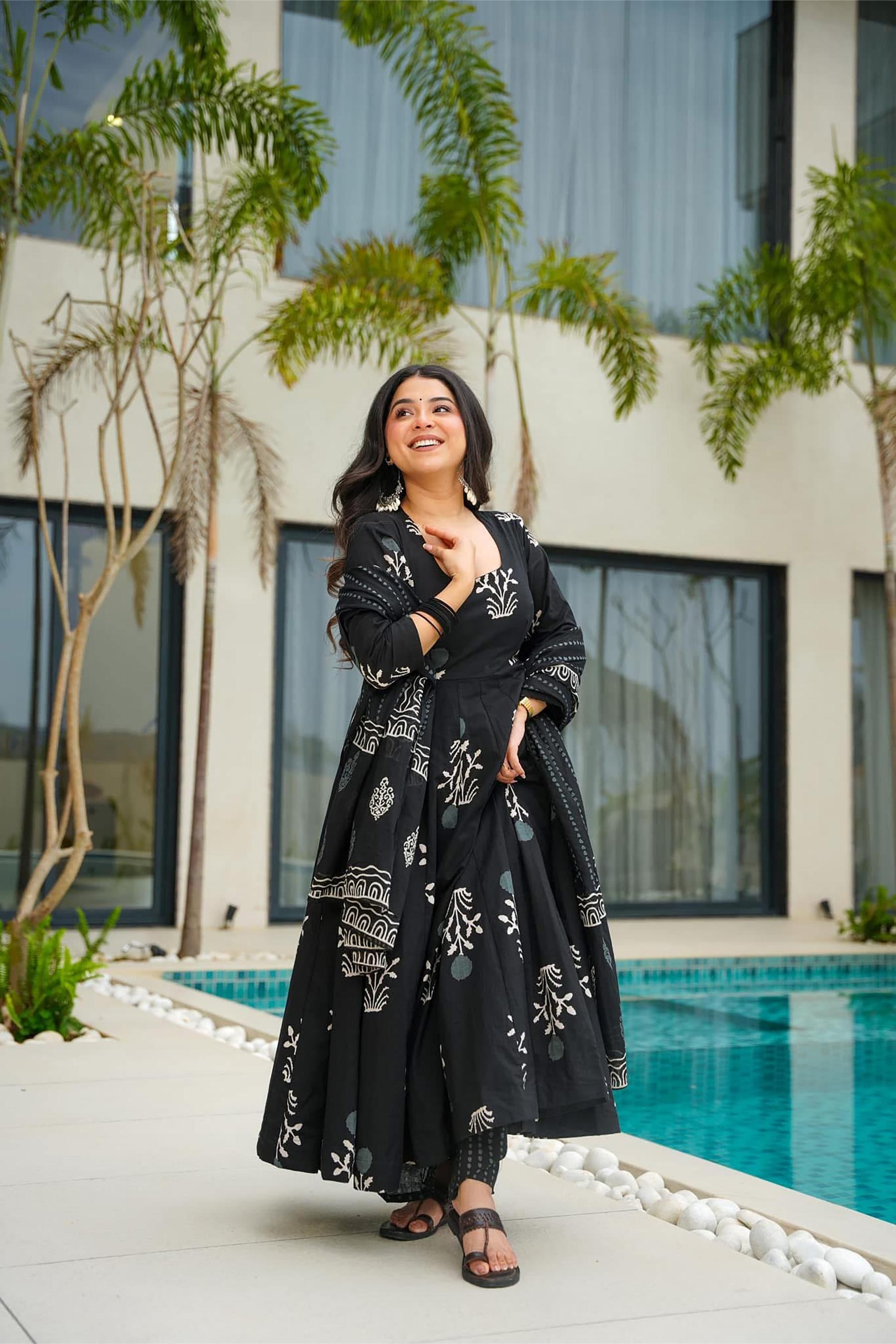 Black Mal Cotton Readymade Suit — alternate view