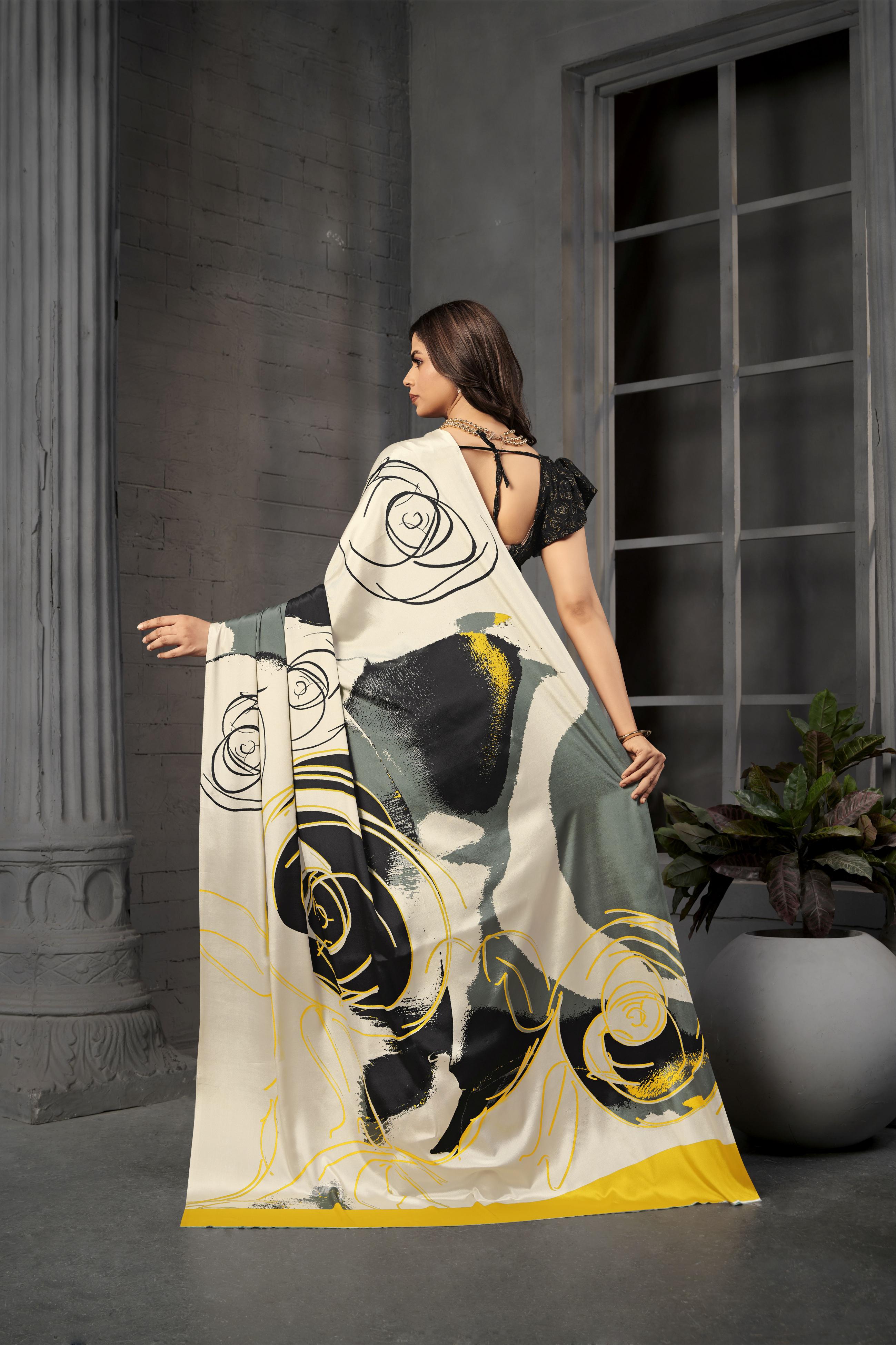 Black Malai Crepe Silk Saree — alternate view