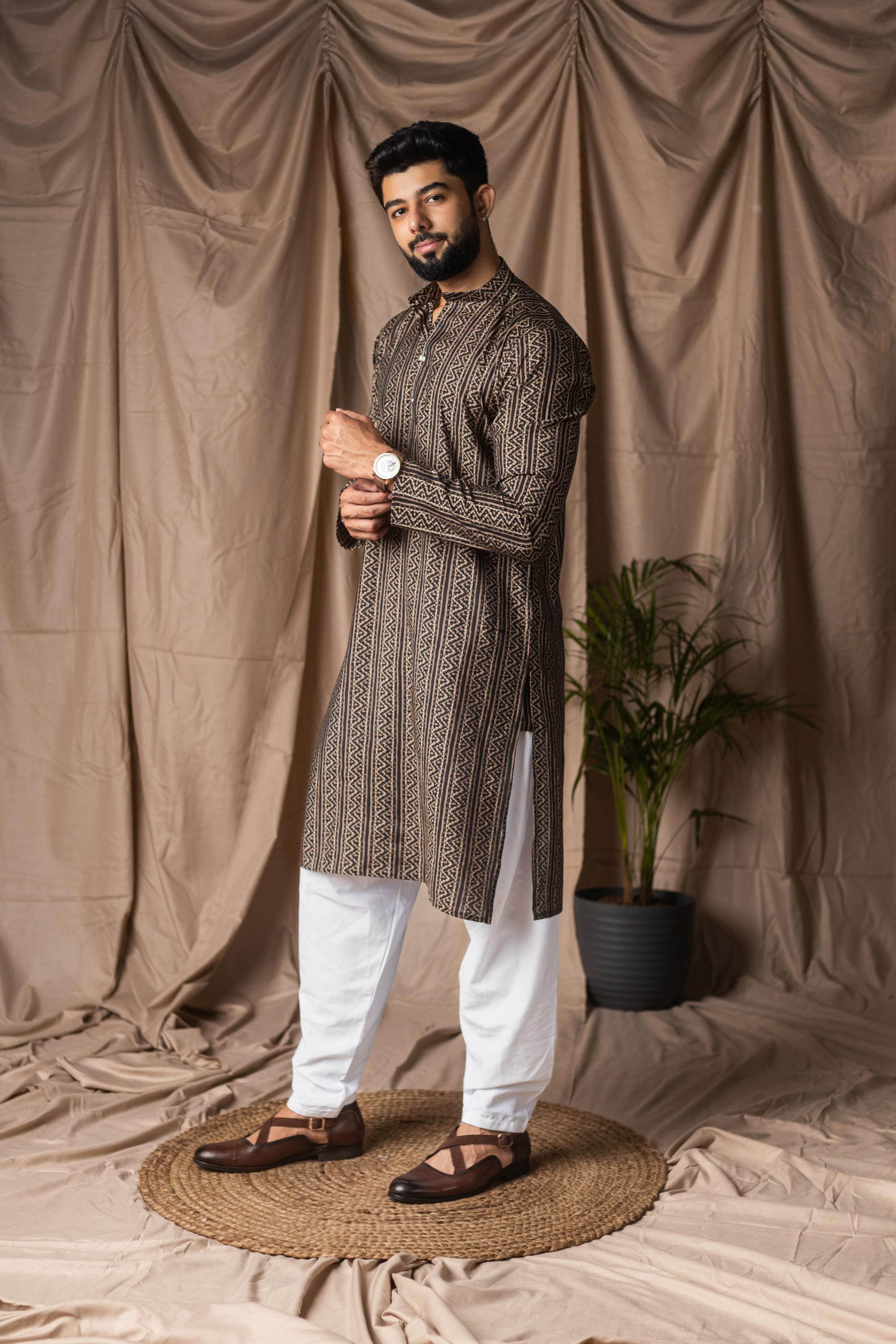 Black Modal Silk Kurta Payjama