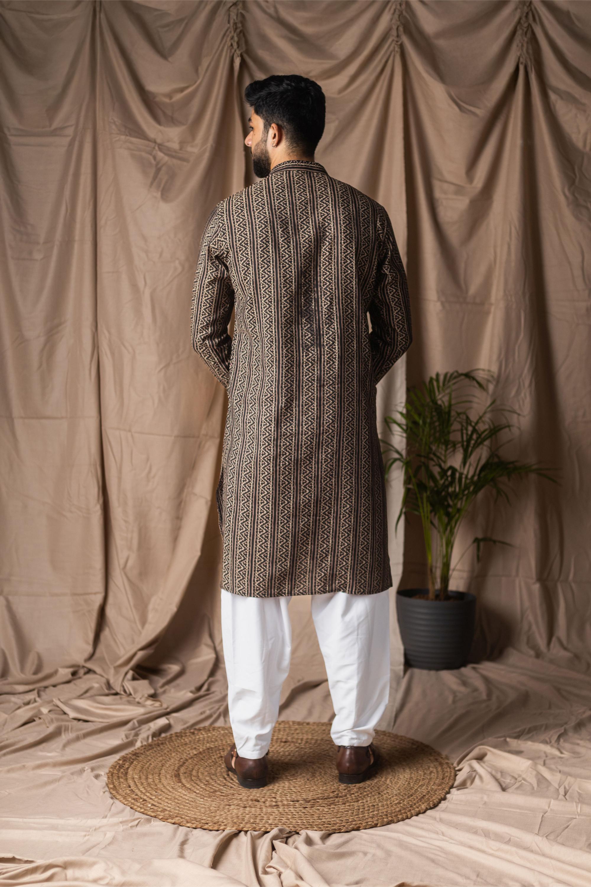 Black Modal Silk Kurta Payjama