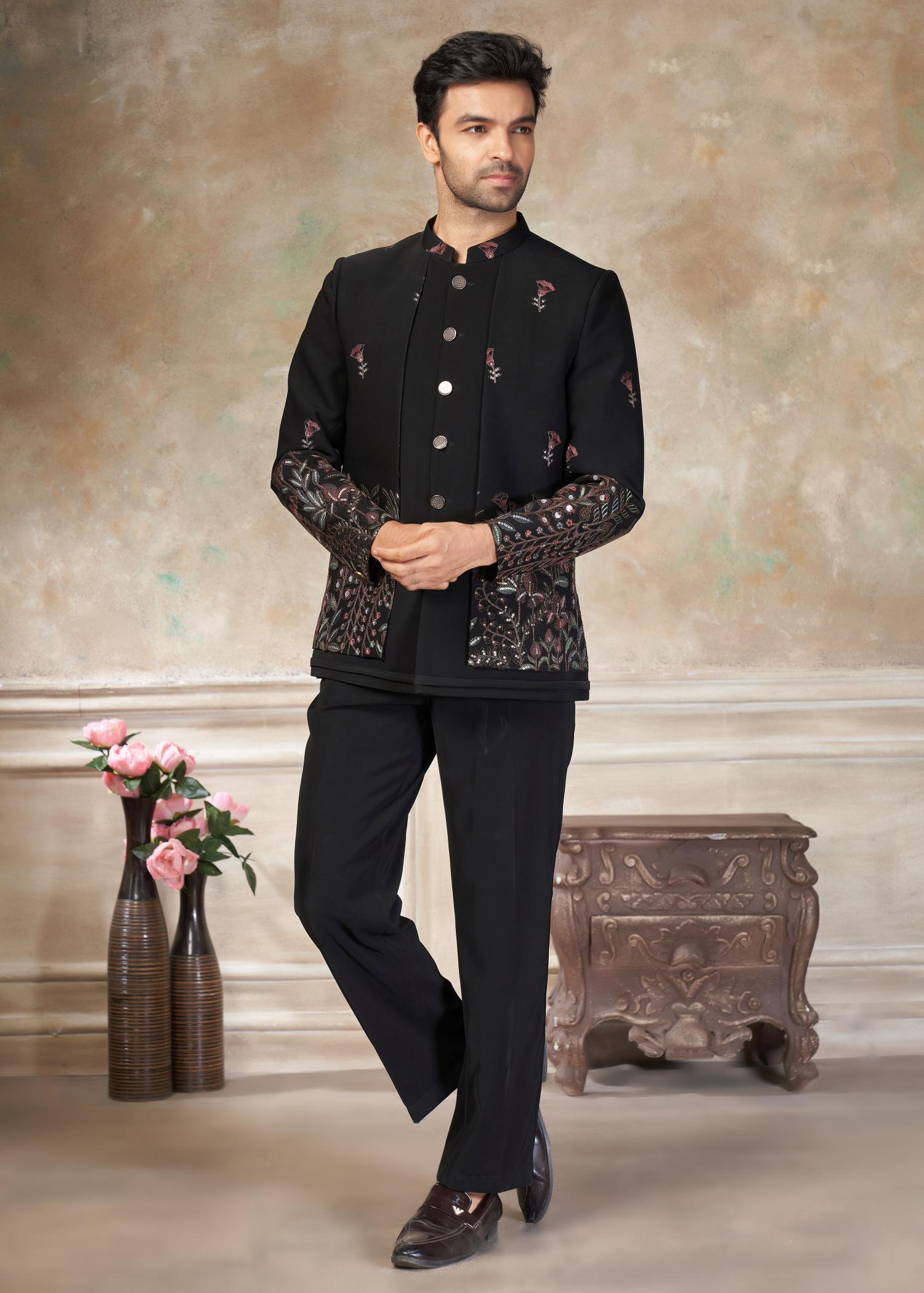 Black Multi Indo-Western Sherwani suit