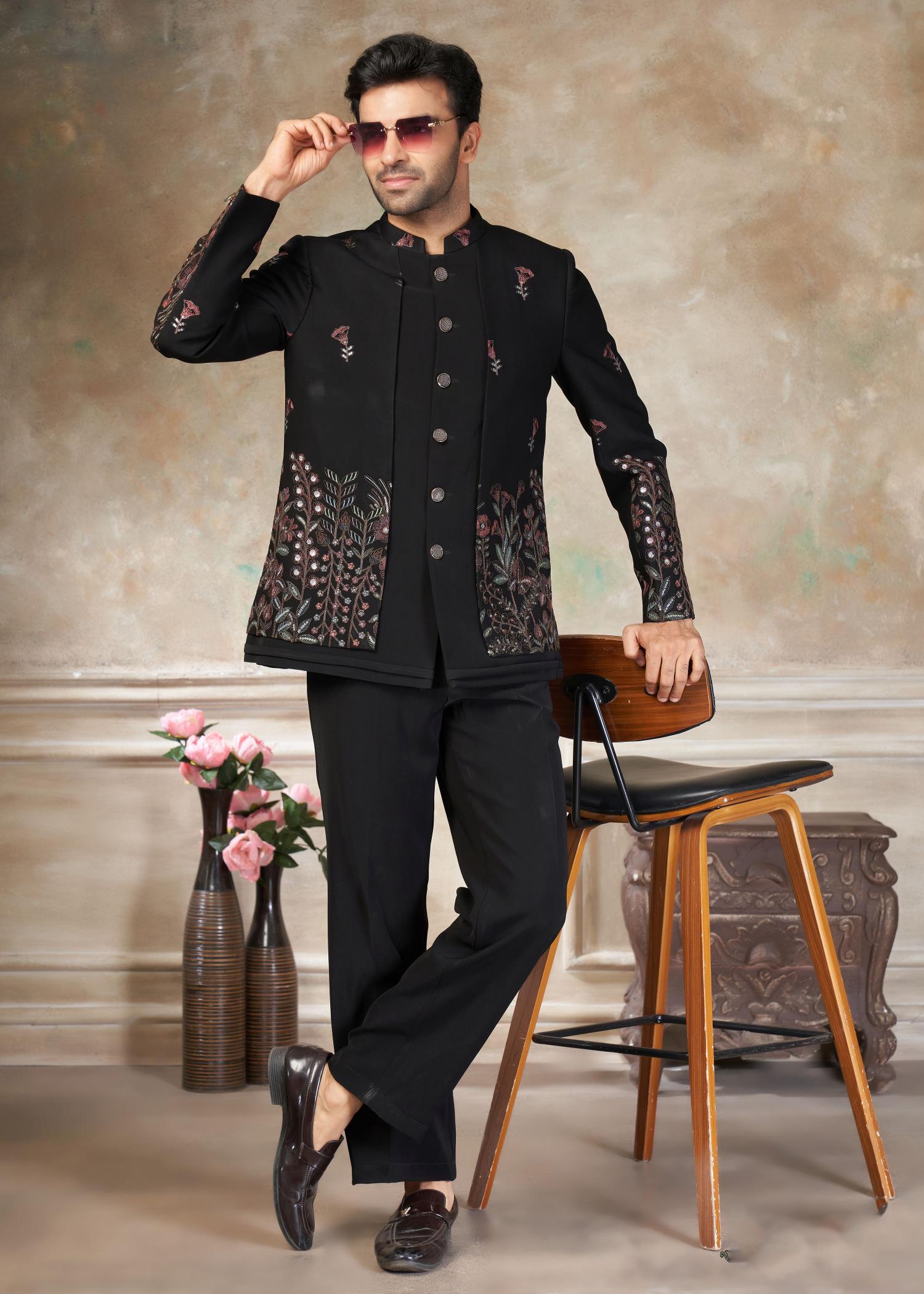 Black Multi Indo-Western Sherwani suit