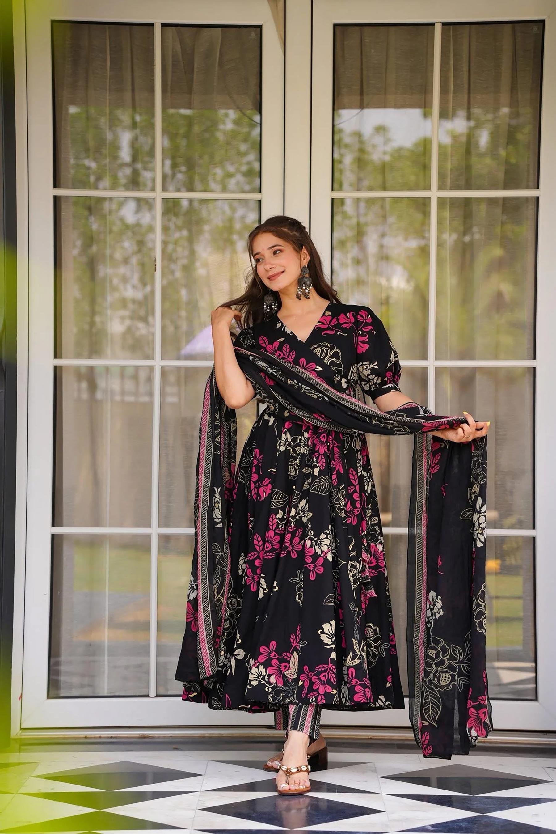 Black Muslin Readymade Suits