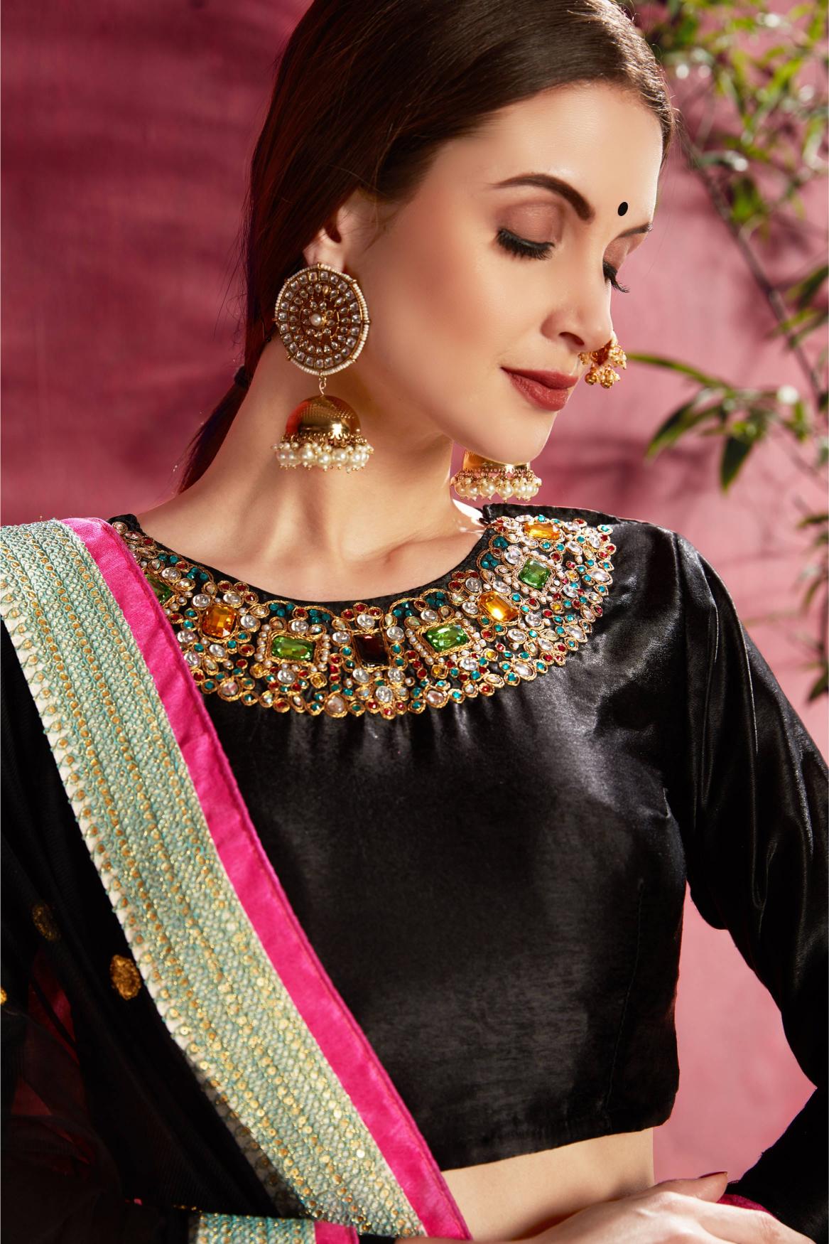 Black N Blue Heavy Banglori Silk Lehenga Choli — alternate view