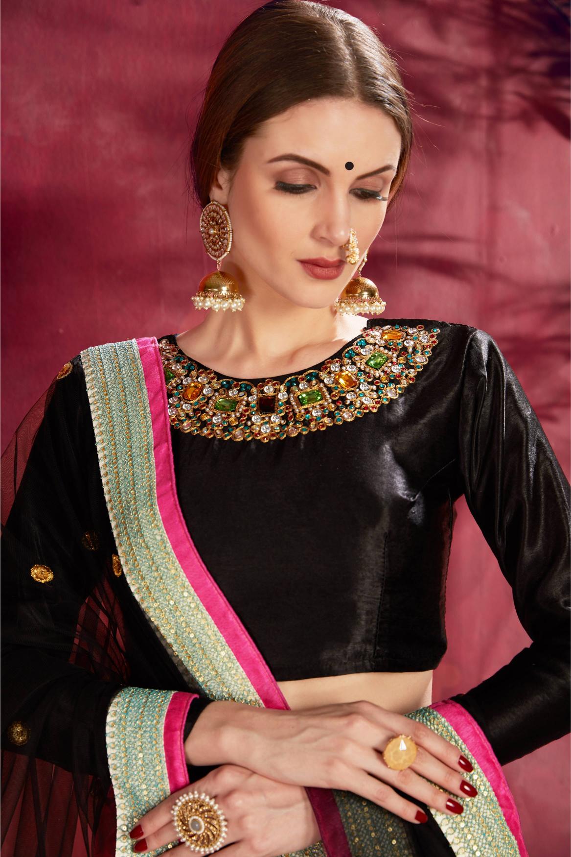 Black N Blue Heavy Banglori Silk Lehenga Choli