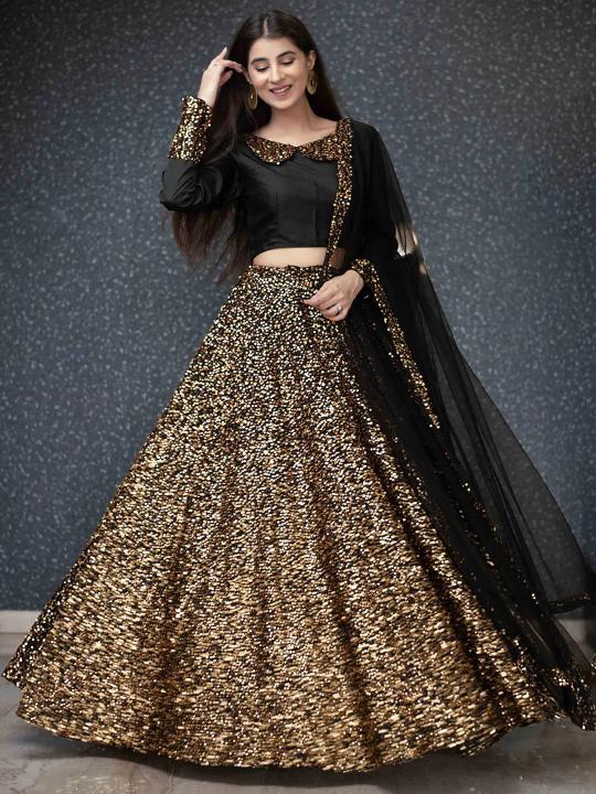 Black N Gold Sequins Lehenga Choli
