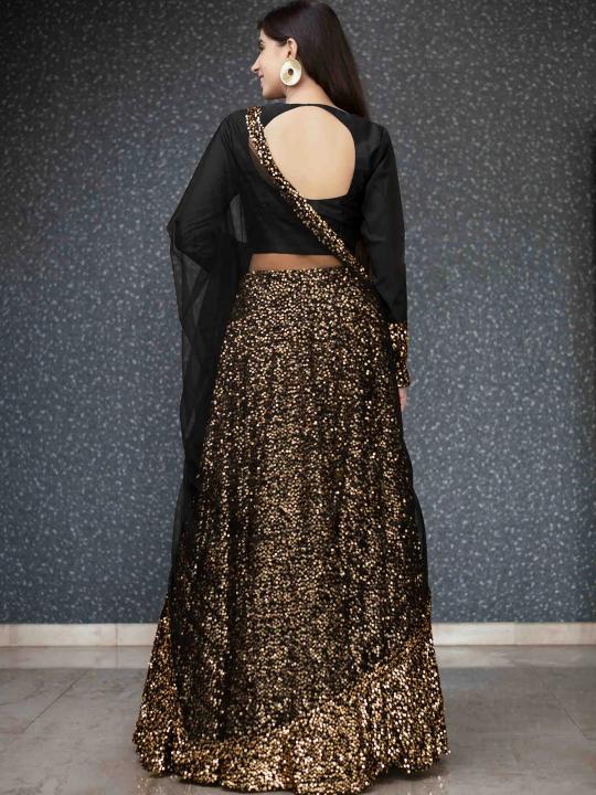 Black N Gold Sequins Lehenga Choli — alternate view