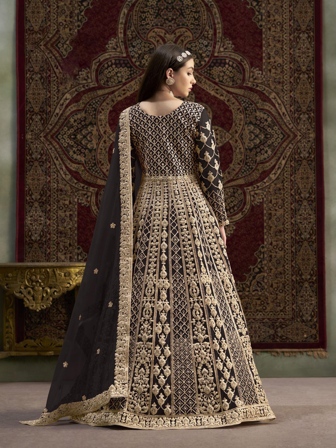 Black Net Embroidery Gown — alternate view