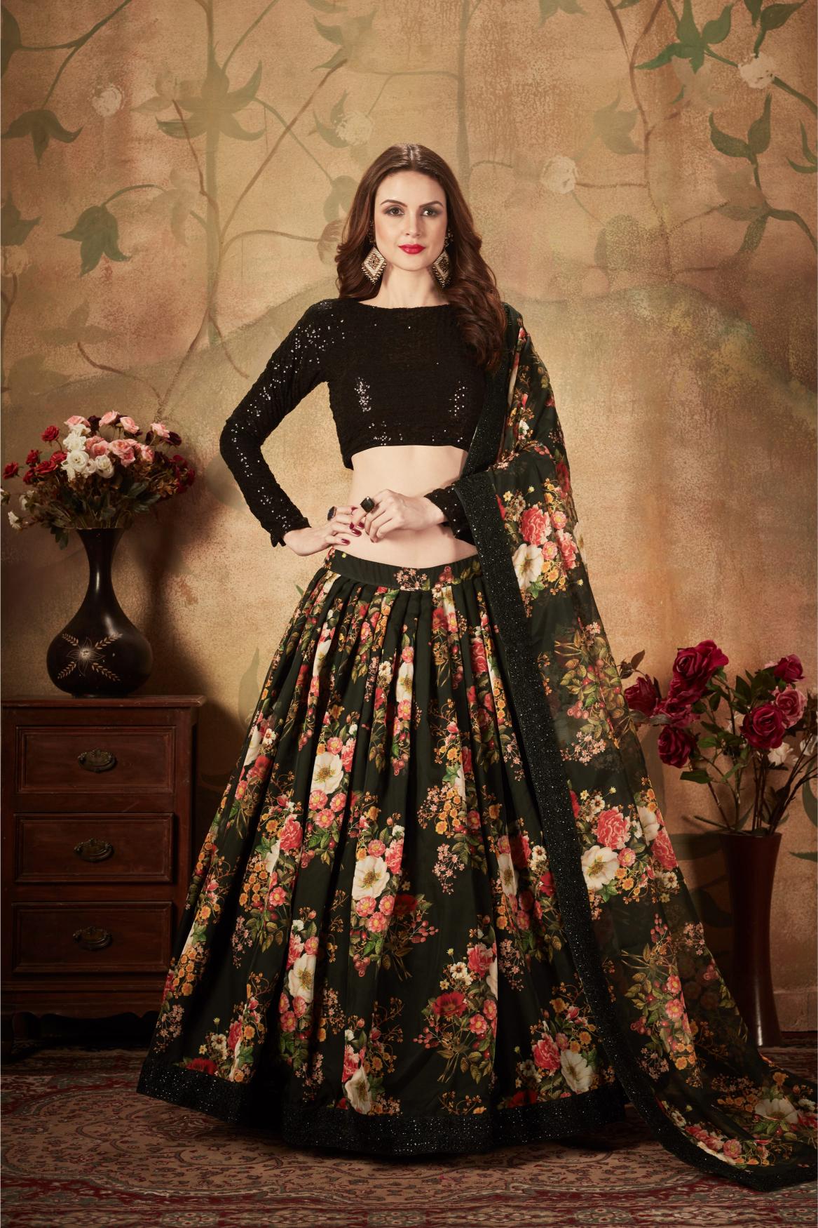 Black Organza Lehenga Choli