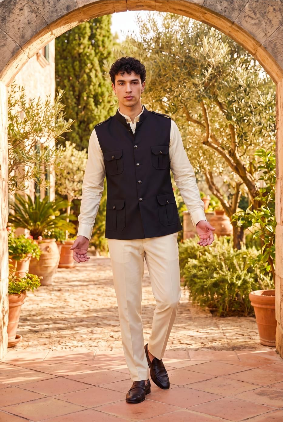 Black Prime Jute Nehru Jacket