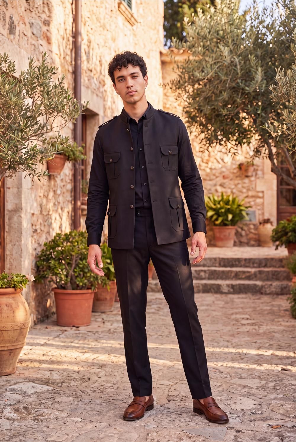 Black Prime Jute Nehru Jacket