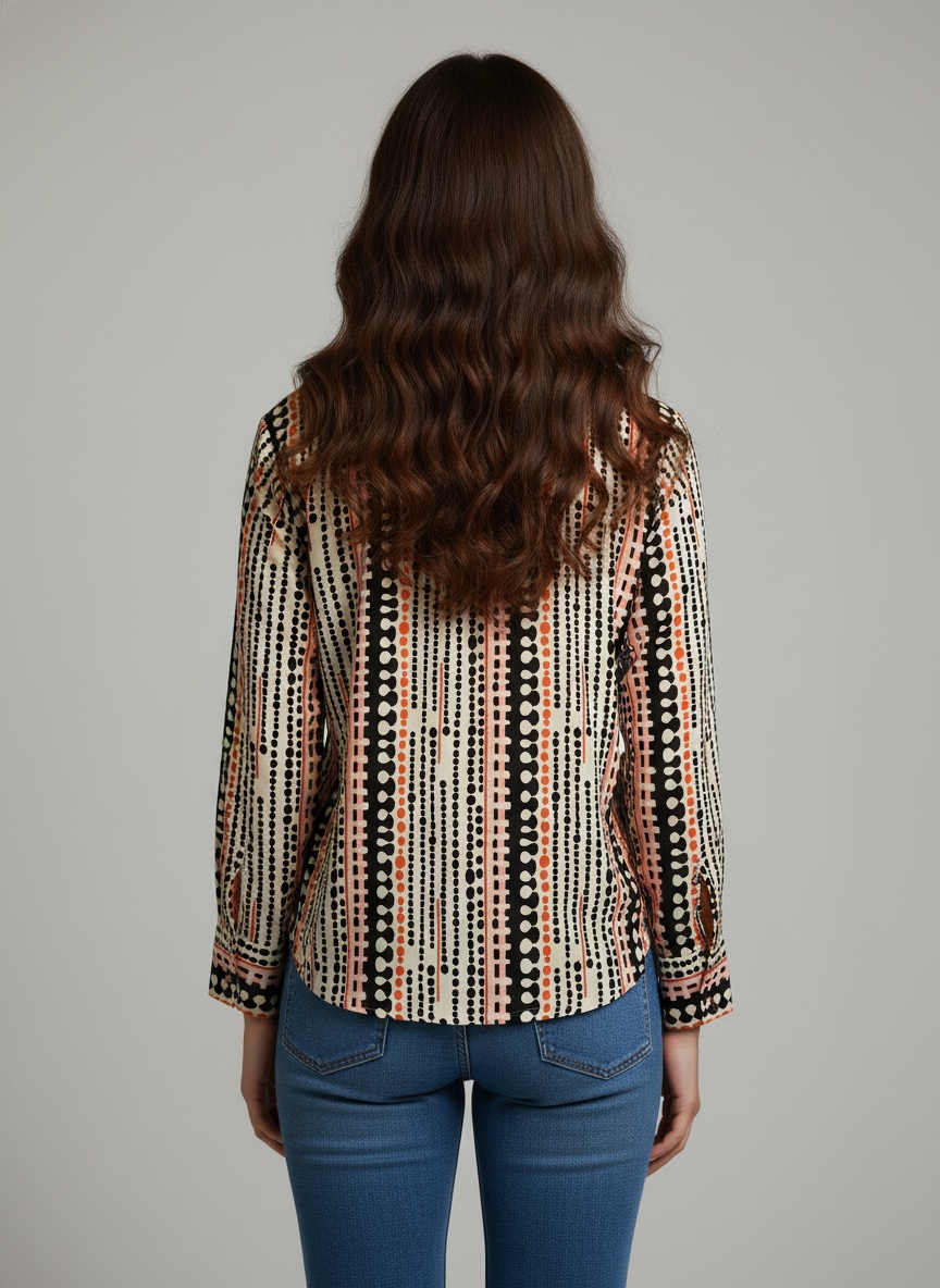 Black Printed Crepe Classic Shirt — alternate view