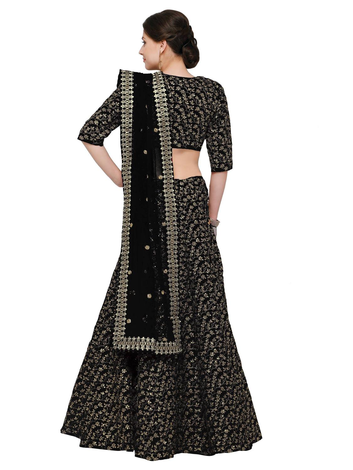 Black Raw Silk Embroidered Lehenga Choli — alternate view