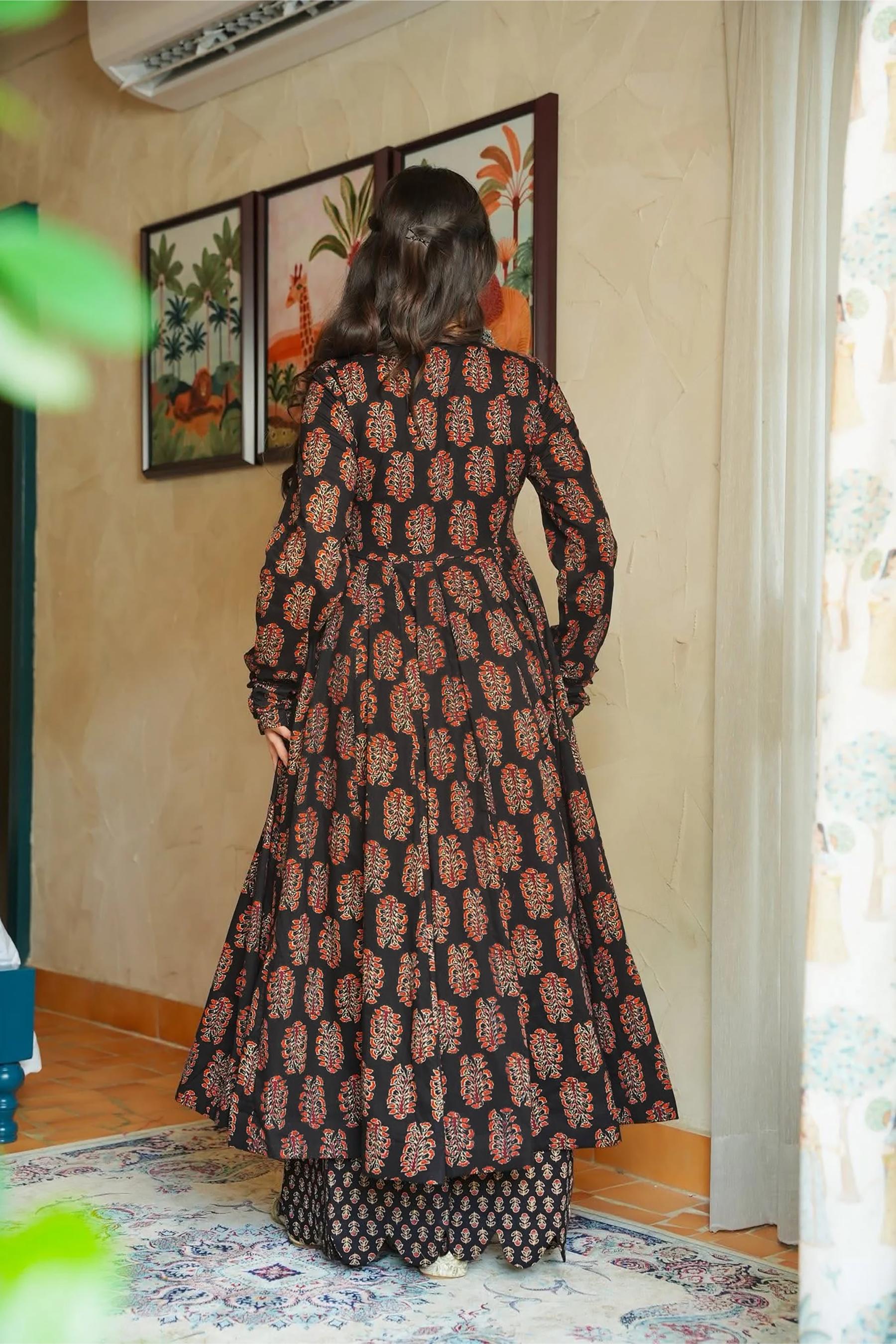 Black Rayon Kurti Set — alternate view