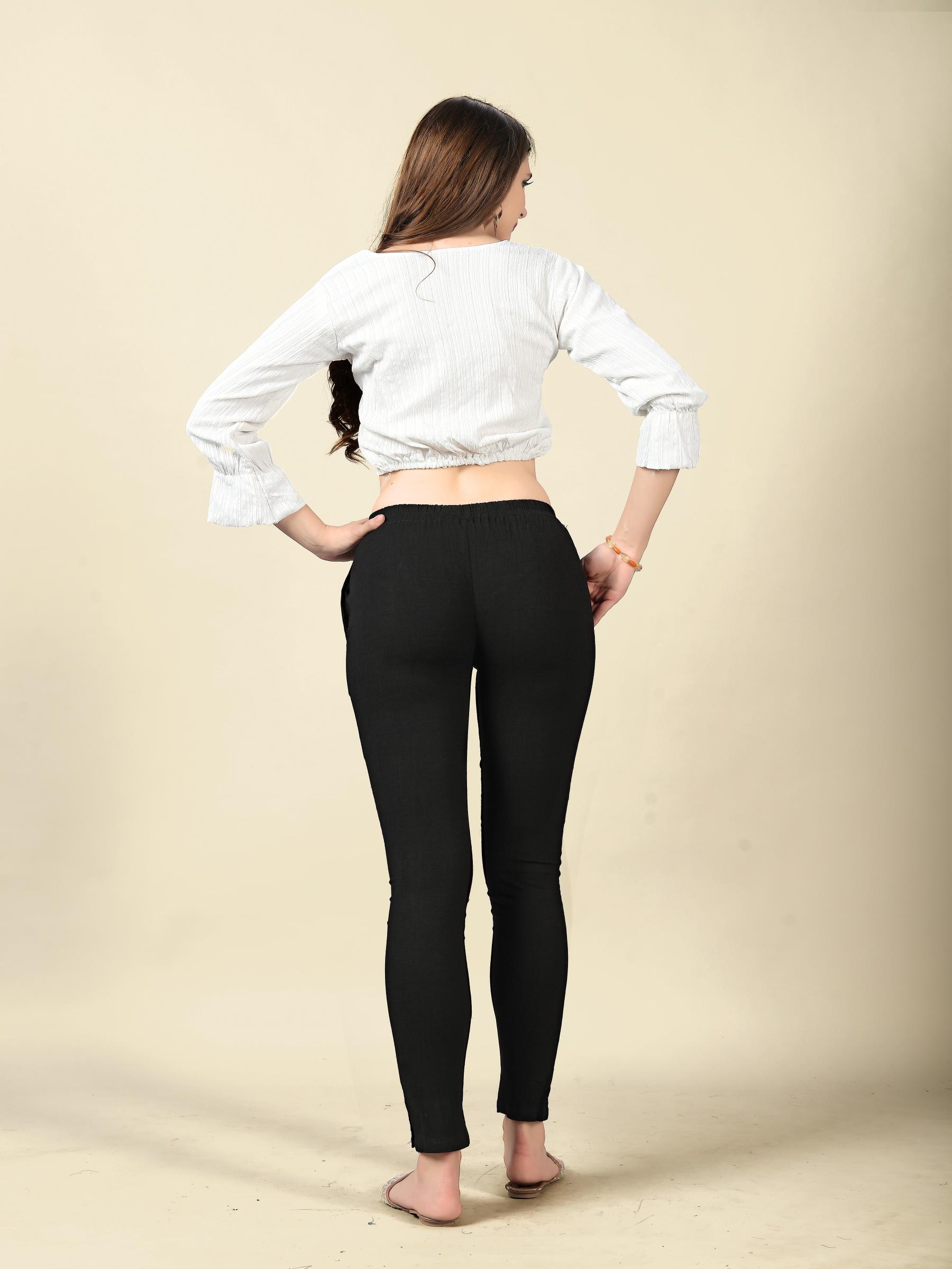 Black Rayon Lycra Readymade Pant — alternate view