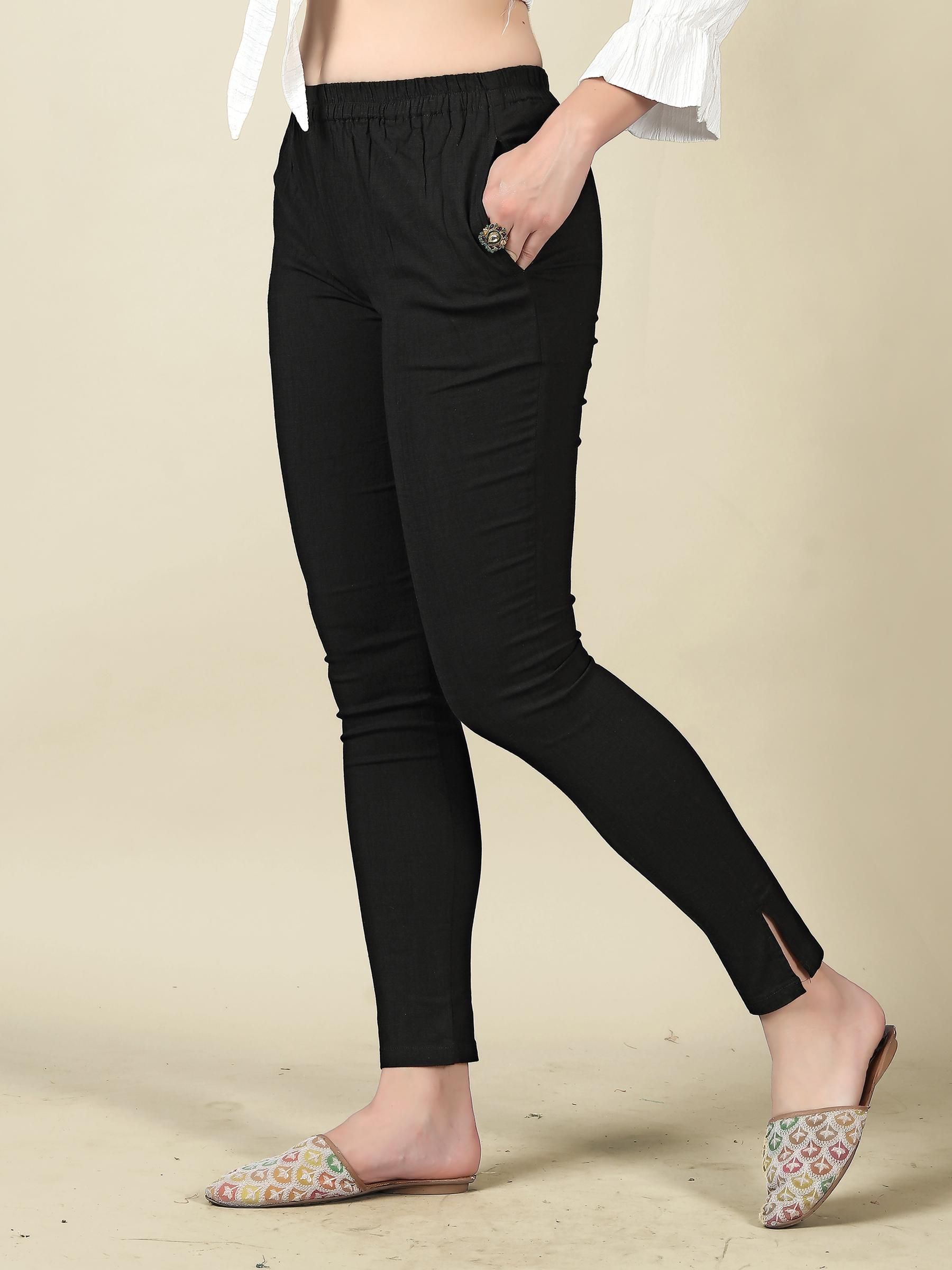 Black Rayon Lycra Readymade Pant
