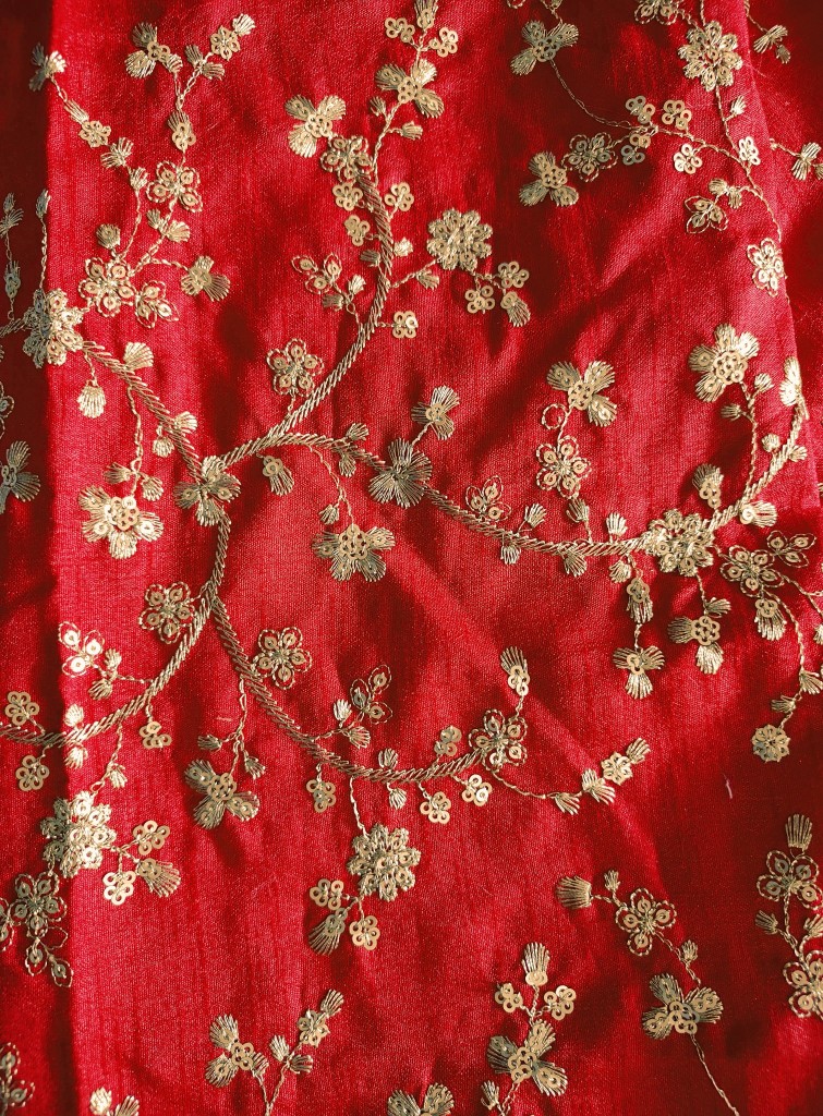Black Red Designer Print Satin Silk Lehenga Choli