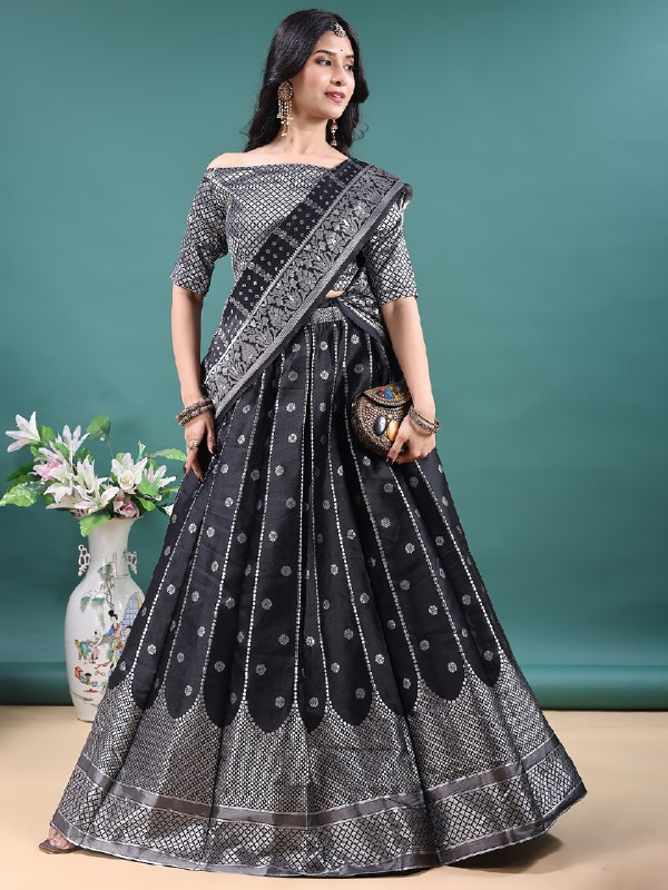 Black Royal Jacquard Lehenga Choli