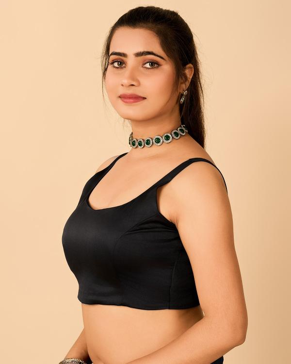 Black Satin Readymade Blouse