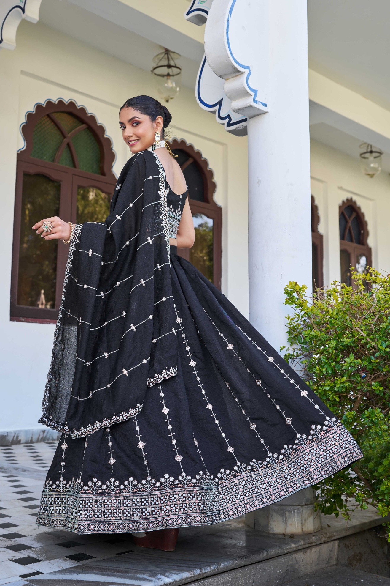 Black Sequins Silk Designer Lehenga Choli