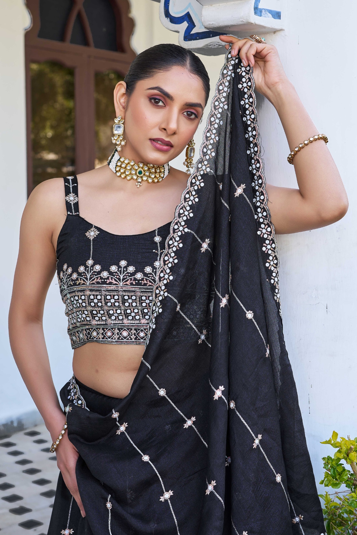 Black Sequins Silk Designer Lehenga Choli