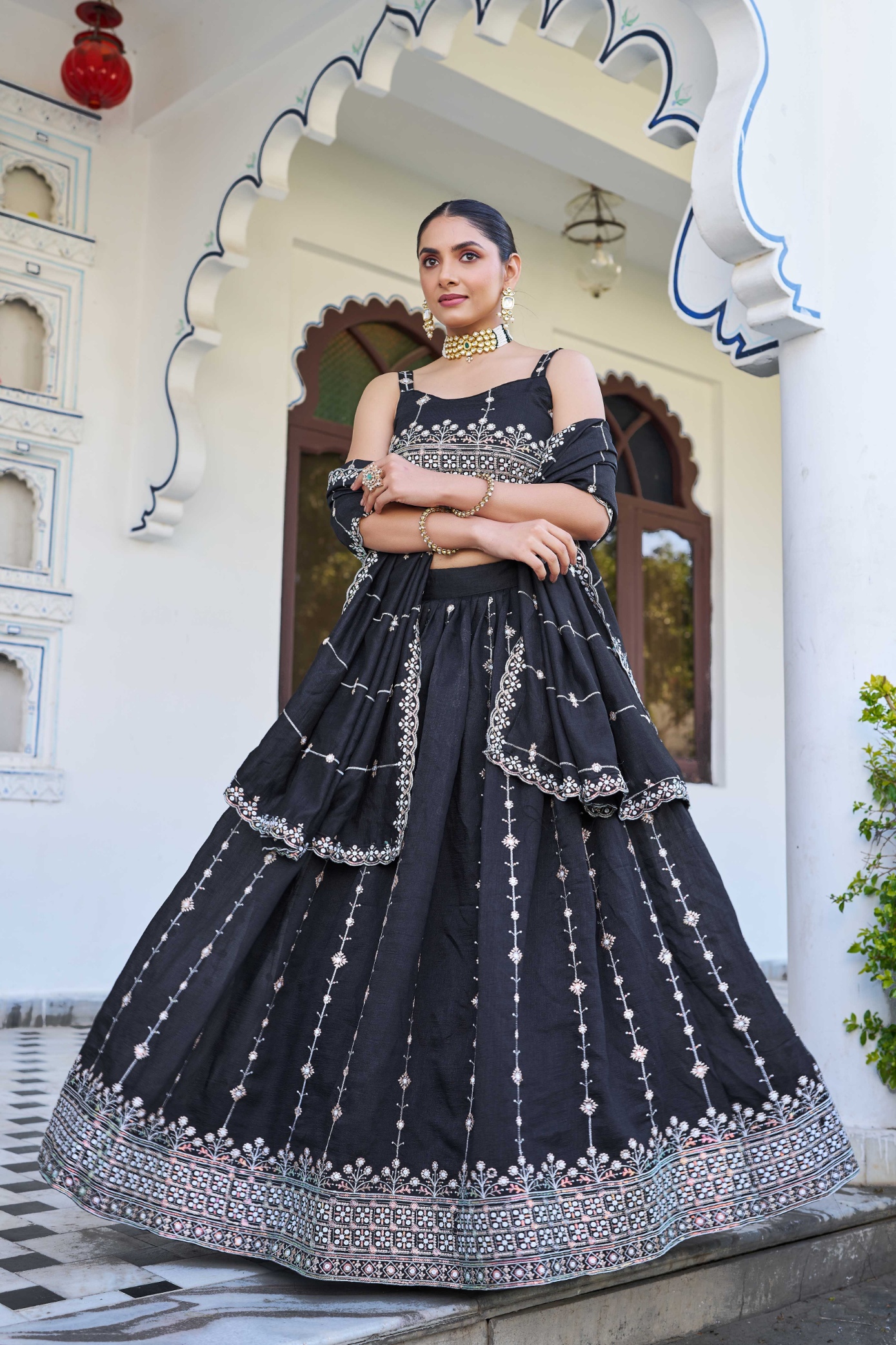 Black Sequins Silk Designer Lehenga Choli