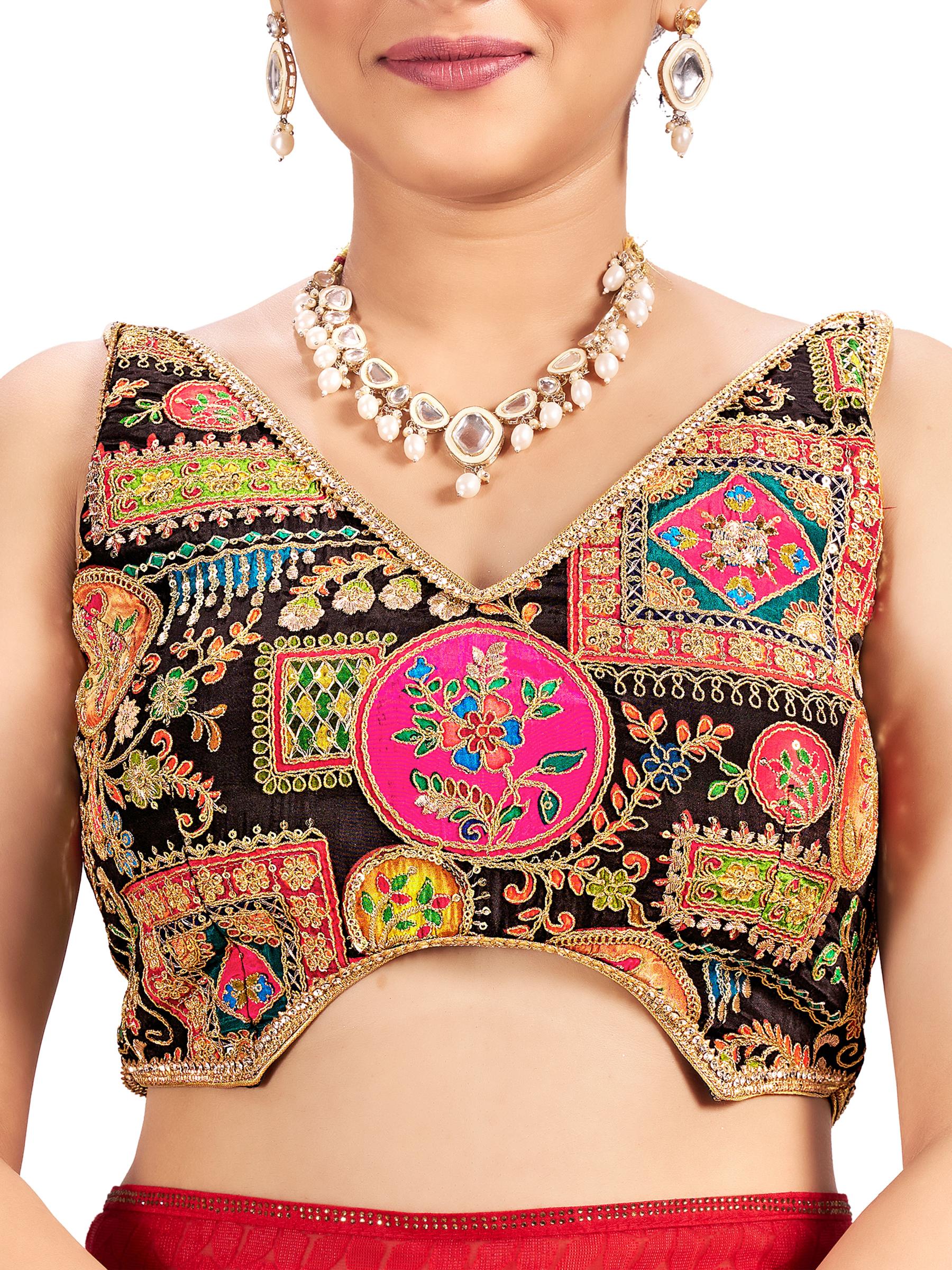 Black Silk Readymade Blouse