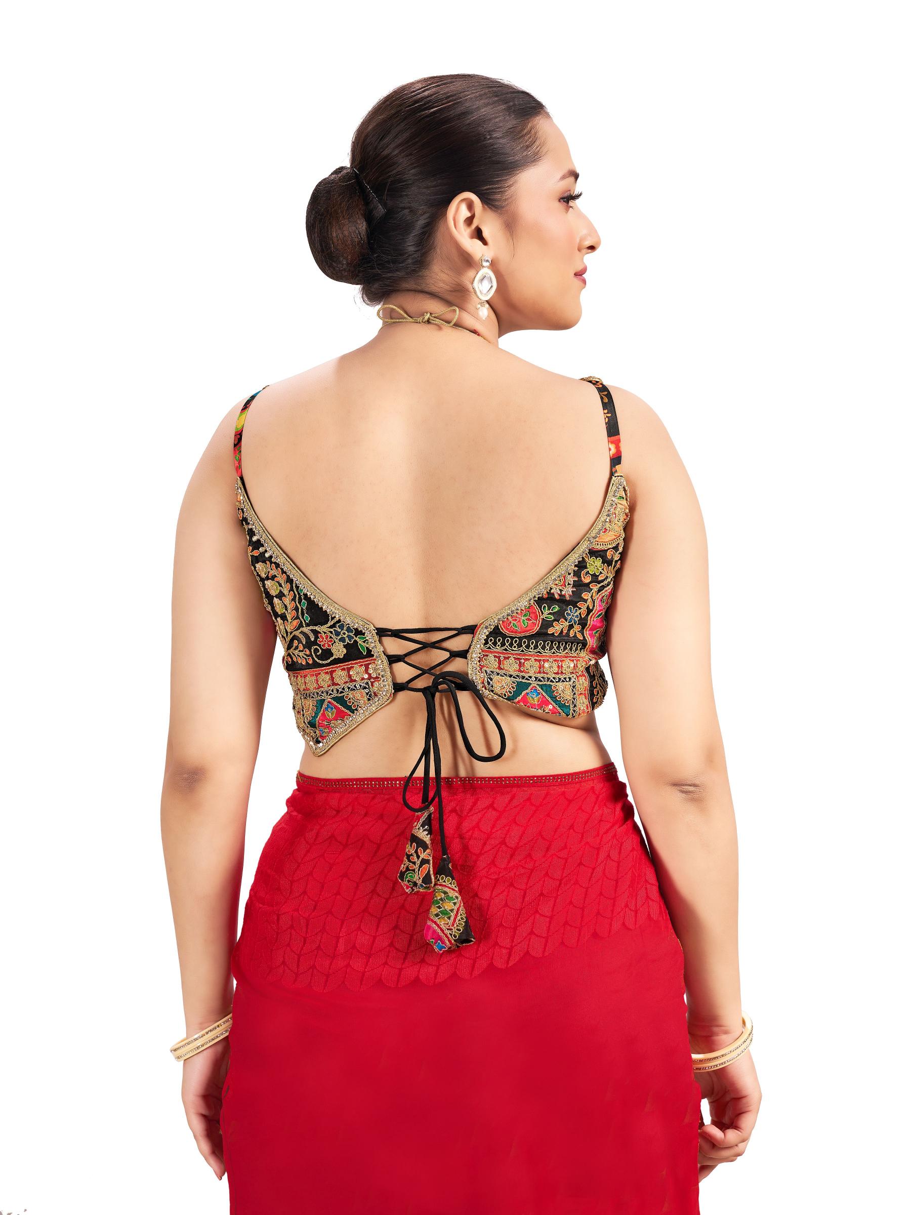 Black Silk Readymade Blouse — alternate view