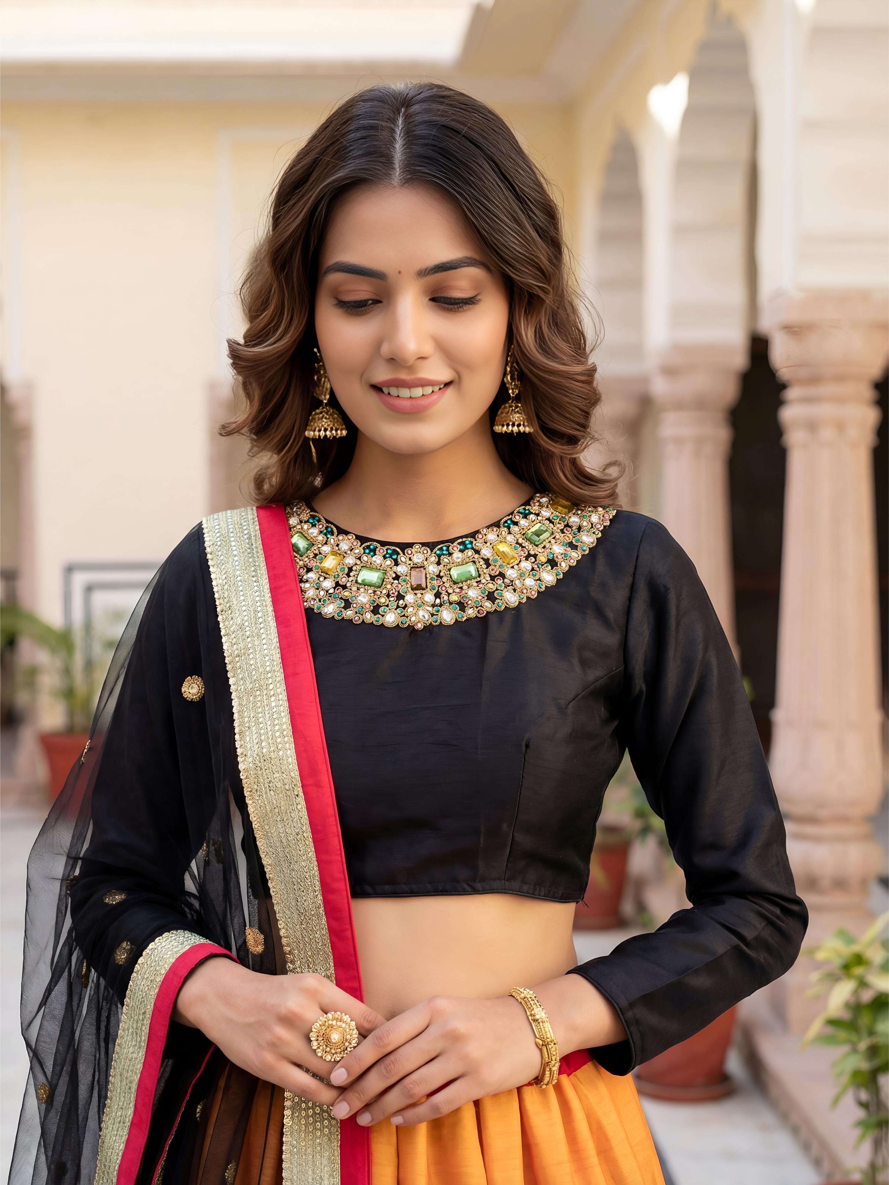 Black Silk Velvet Lehenga choli