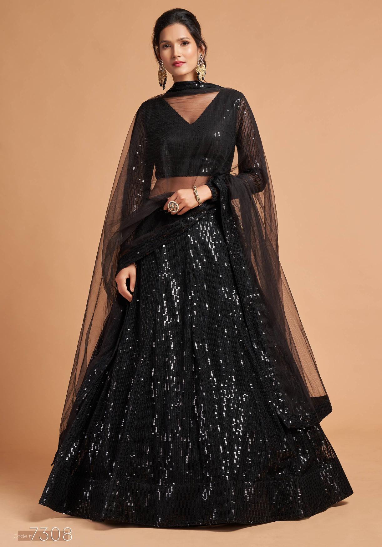 Black Soft Net Lehenga Choli
