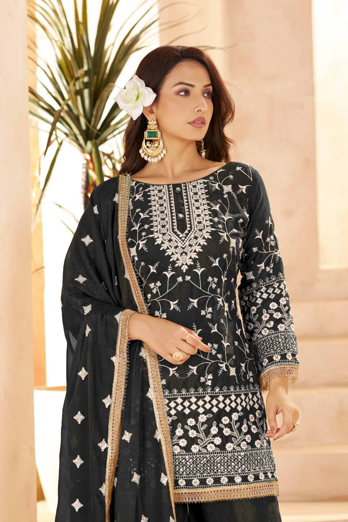 Black Star Georgette Palazzo Suit — alternate view