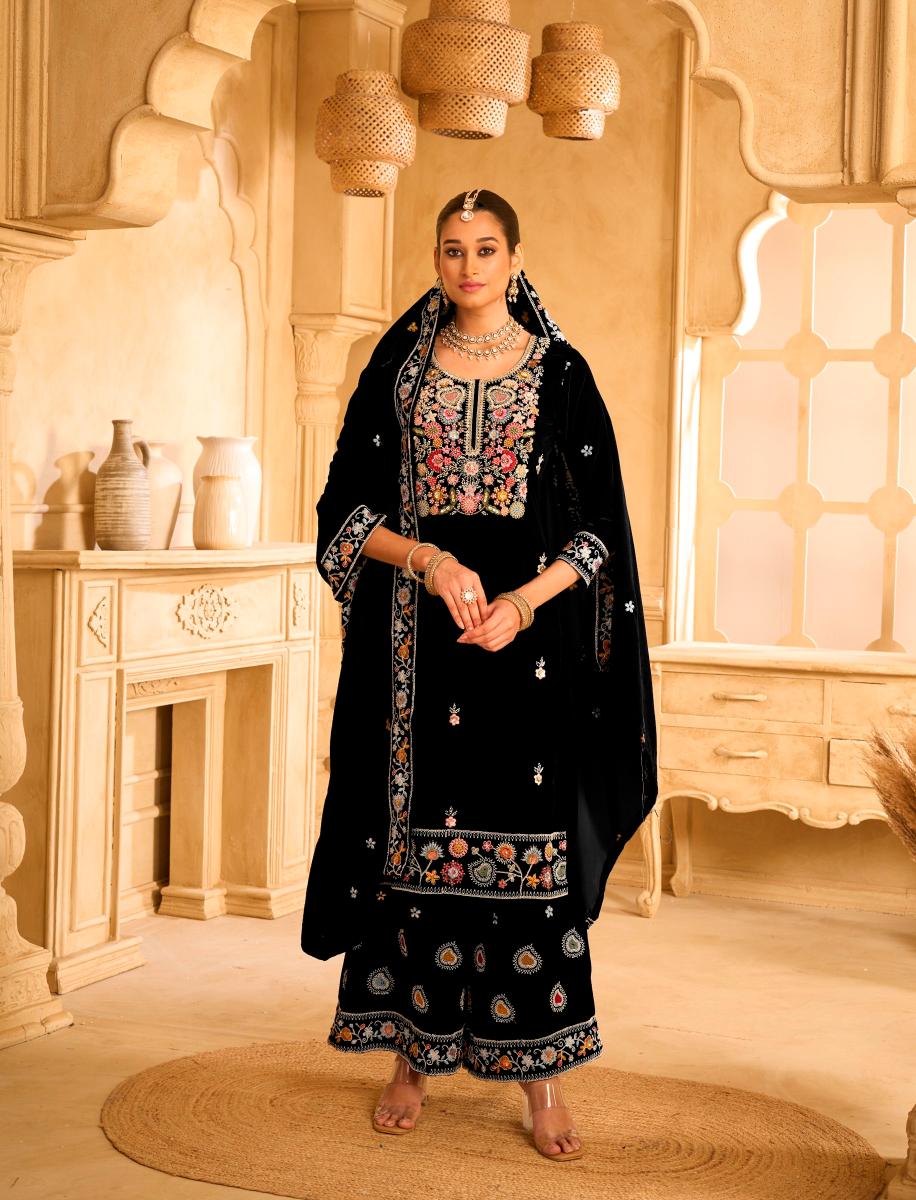 Black Velvet Palazzo Suit