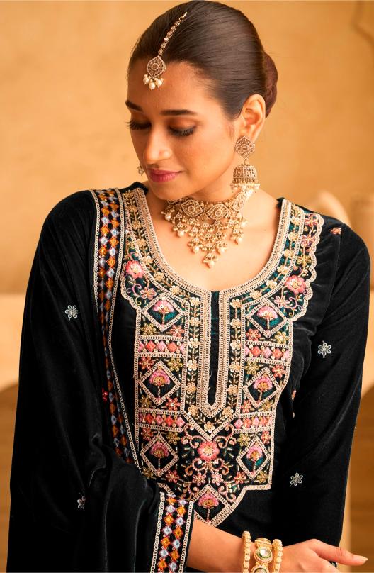 Black Velvet Palazzo Suit — alternate view