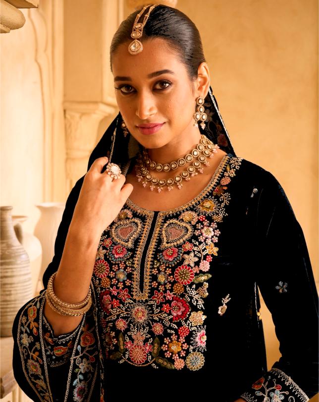Black Velvet Palazzo Suits — alternate view