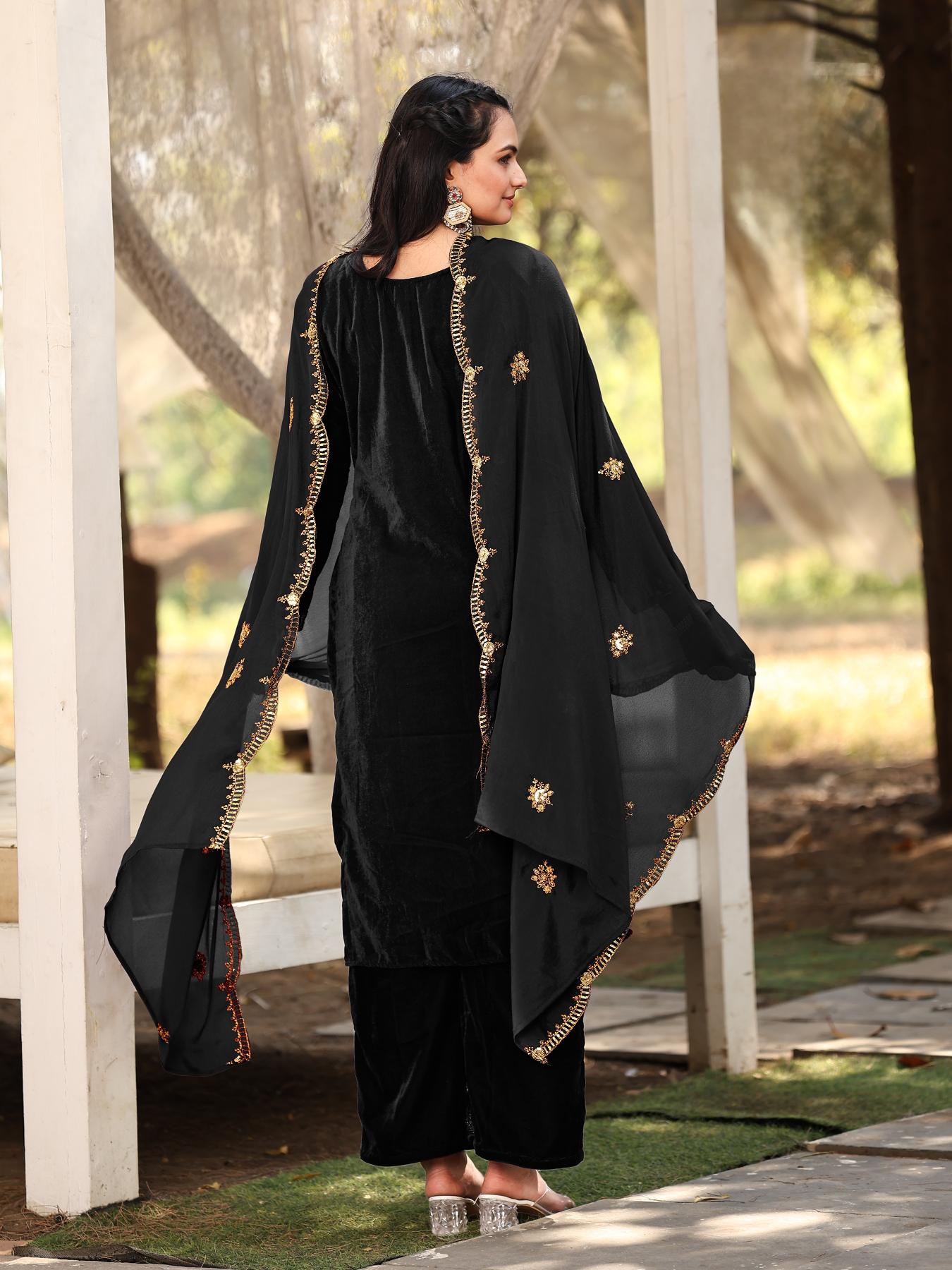 Black Velvet Party Wear Suit — alternate view
