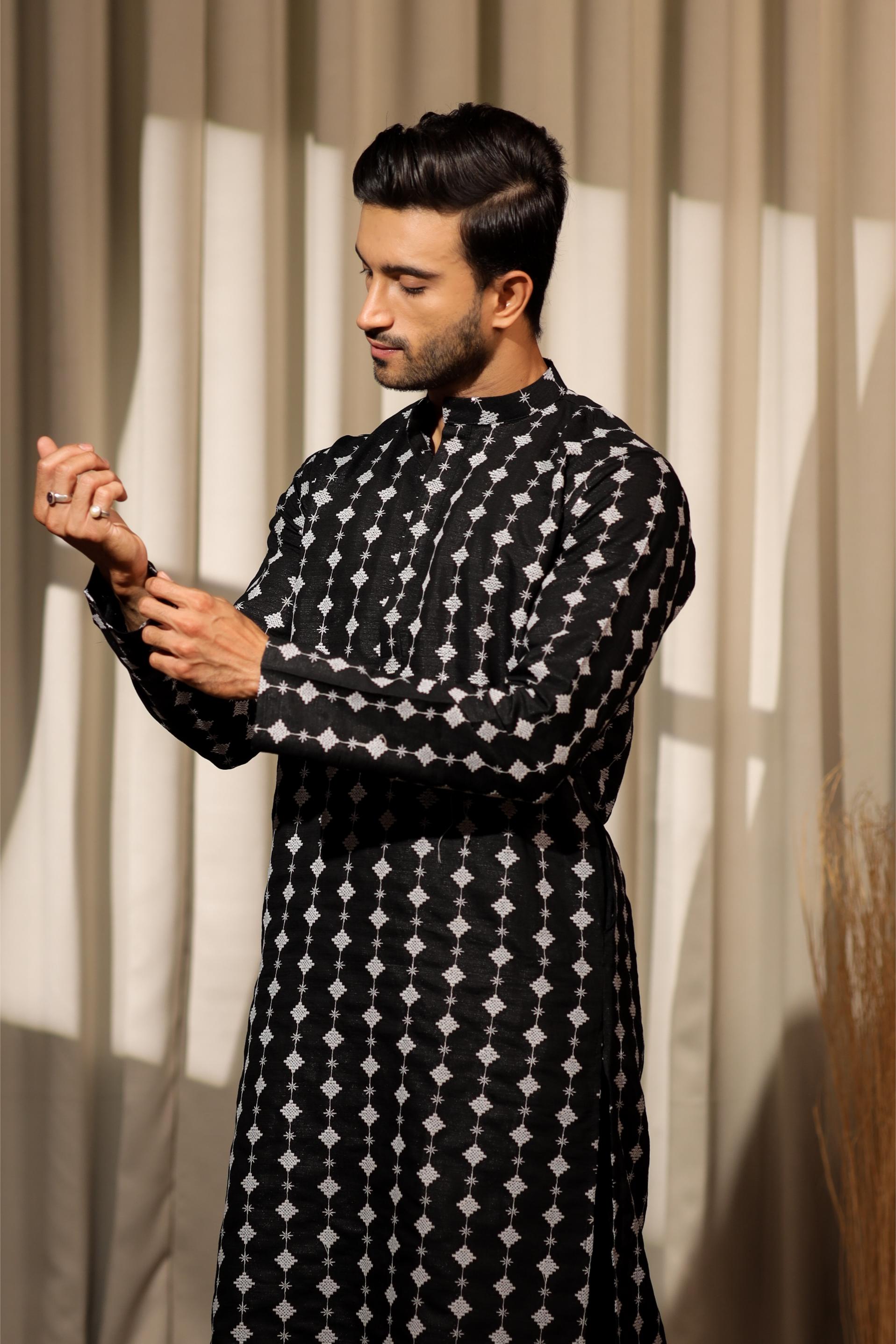 Black Viscose Kurta Payjama — alternate view