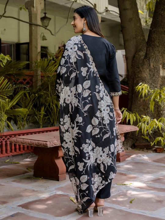 Black Viscose Rayon Readymade Suit — alternate view