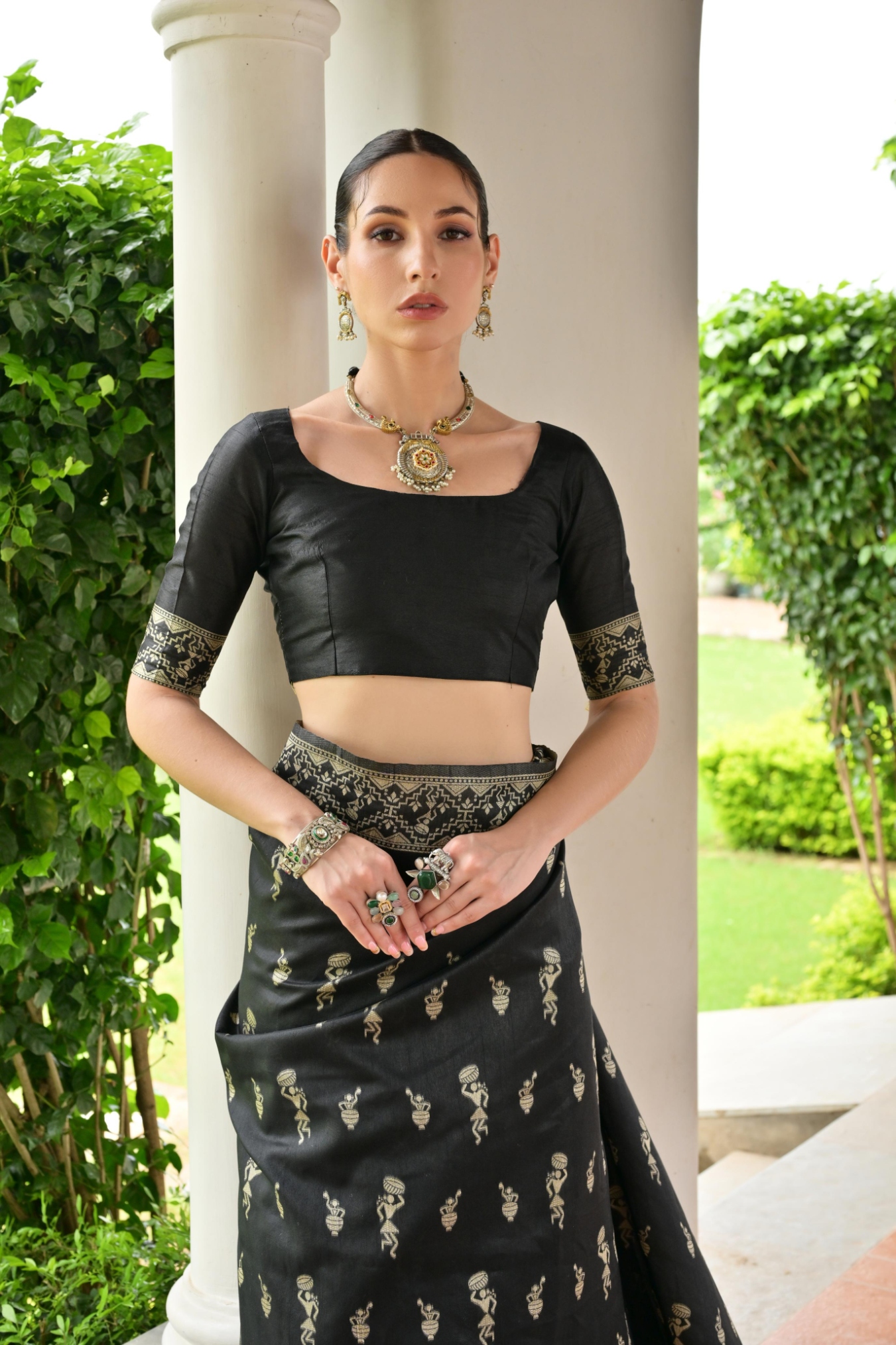 Black Warli Woven Banglori Silk Saree