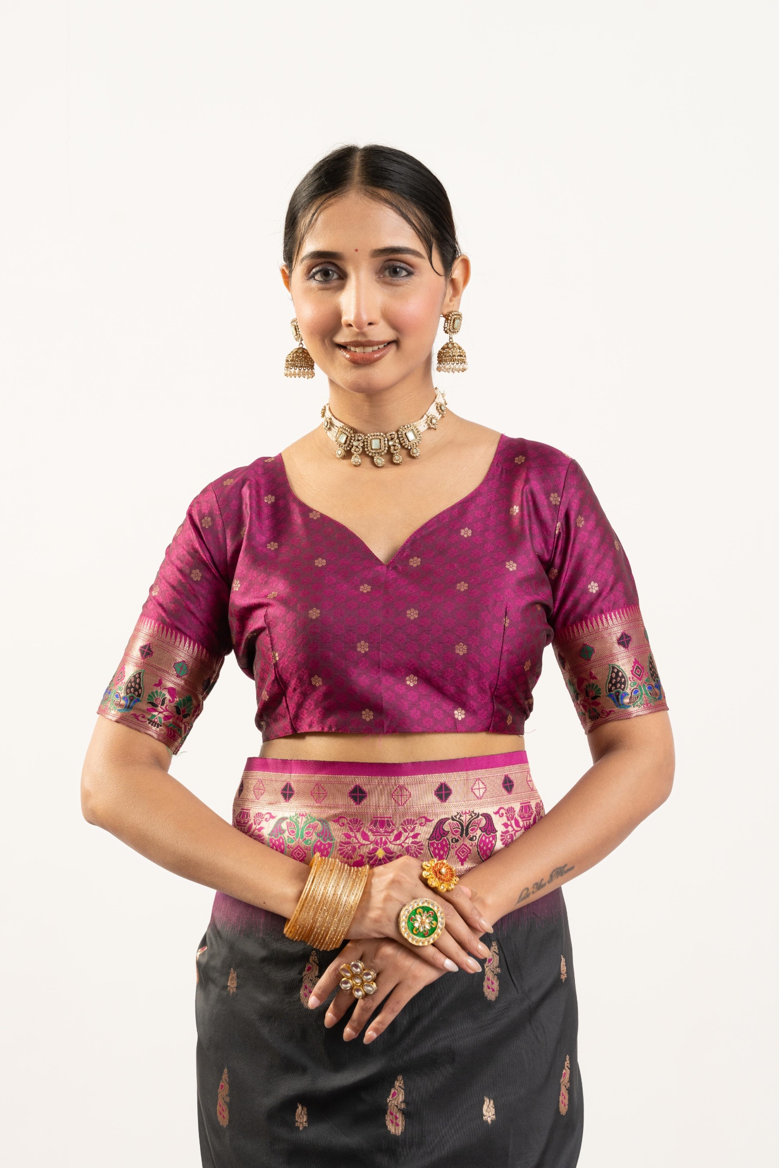 Black Wine Paithani Woven Banarasi Silk Saree